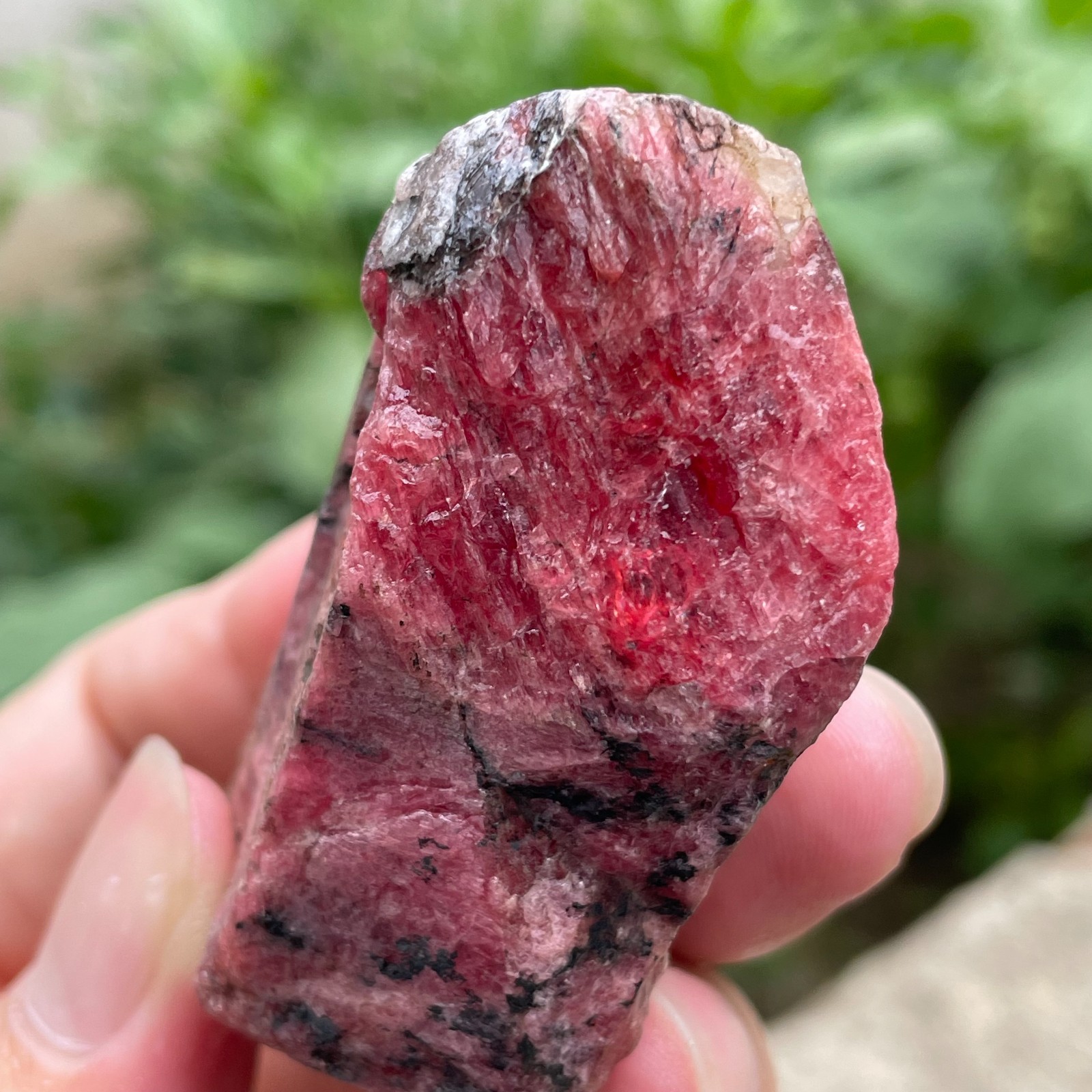 135g Small Raw Ore Red Black Rhodonite Quartz Gemstone Mineral Specimen