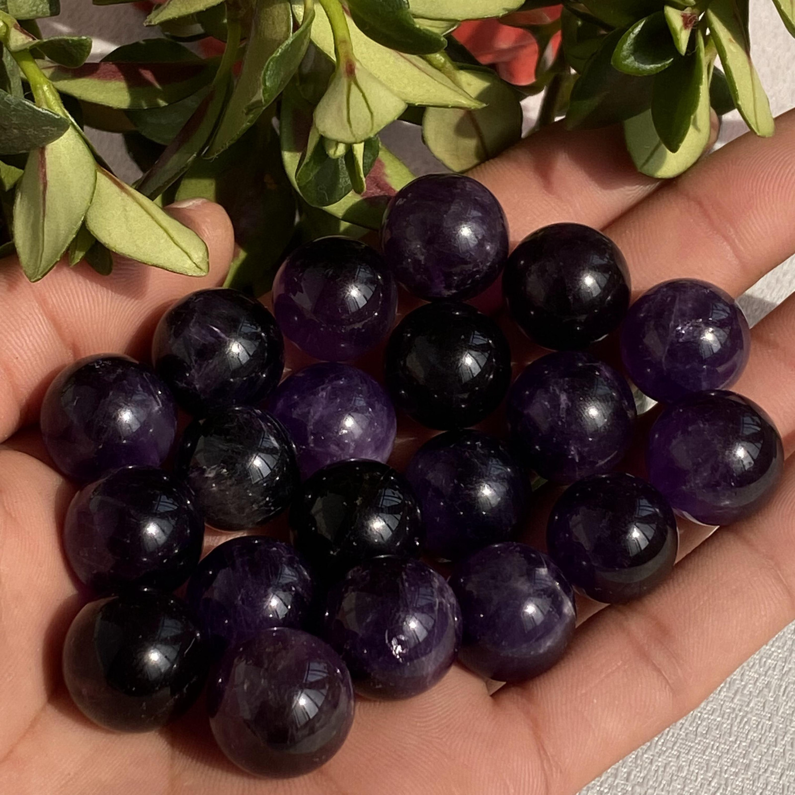 10pcs Natural Amethyst Ball Quartz Crystal Sphere Polishing Healing 15mm+