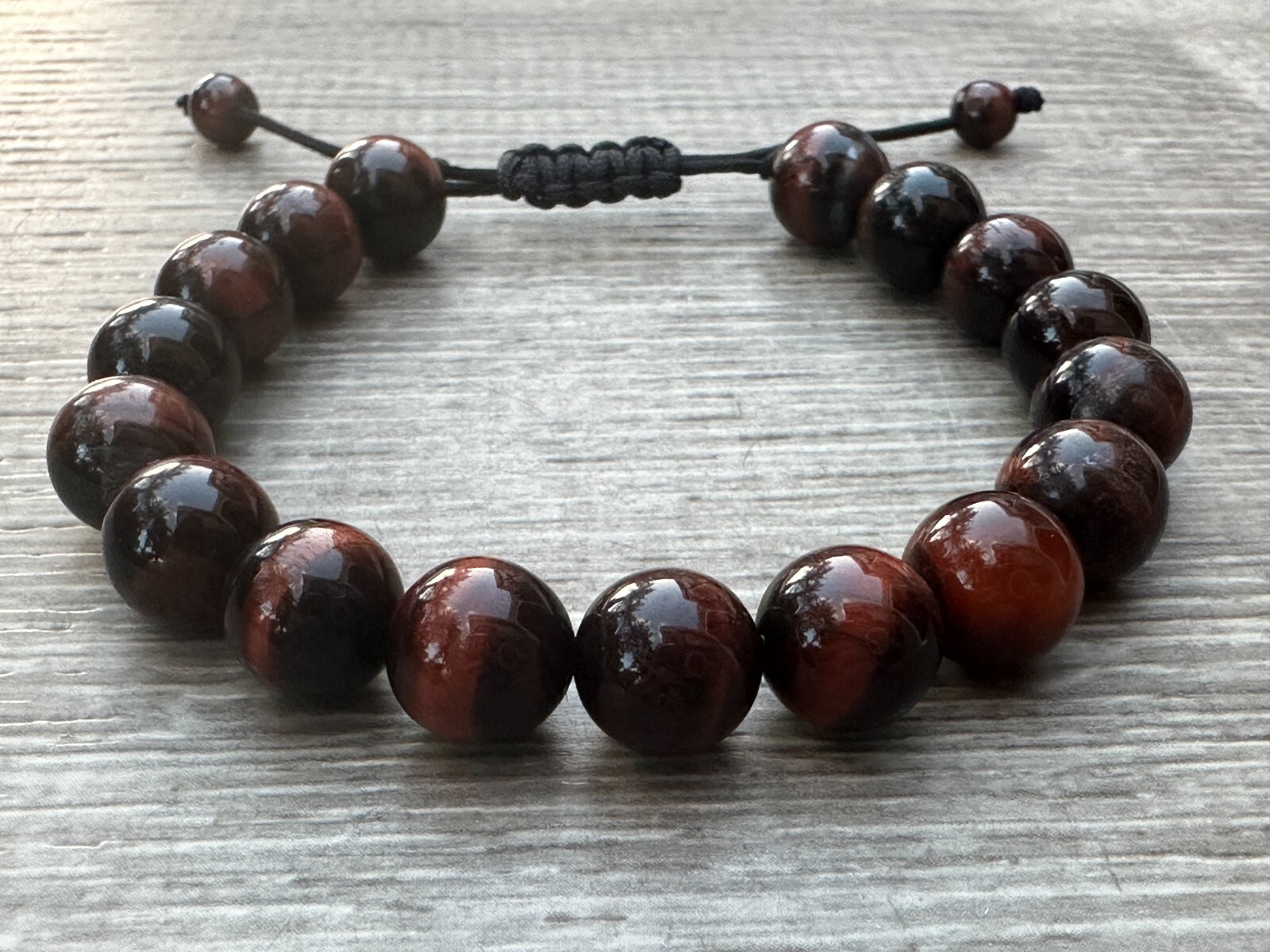 Grade A++ Red Tiger Eye Crystal Adjustable Bead Bracelet 10mm, Genuine Bracelet