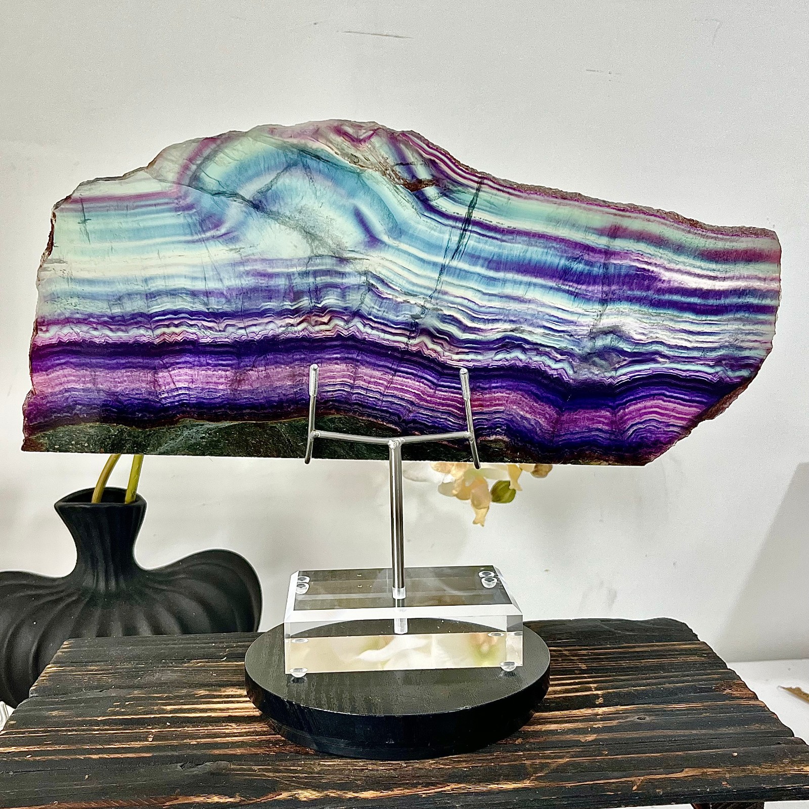 2.24LB Large natural fluorite, beautiful colored fluorite slices, crystal spirit