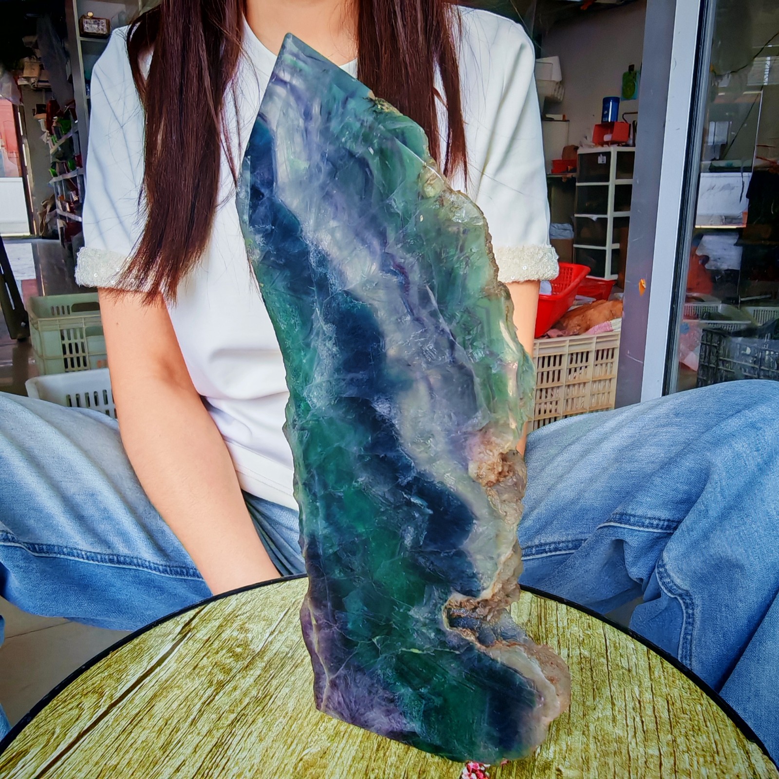 3.85LB Restoration of Natural Colored Fluorite Crystal Specimens 1750g