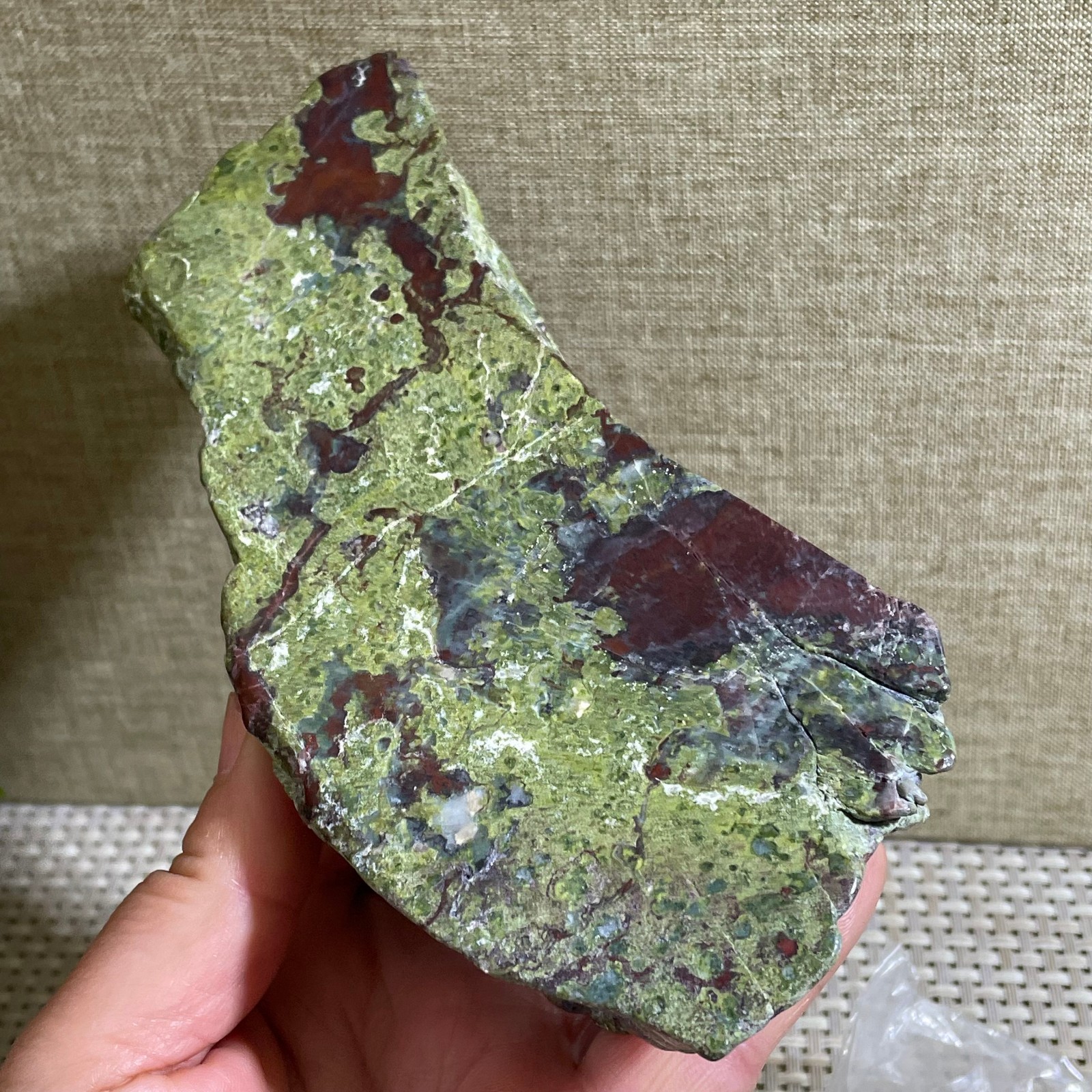 637g Raw dragon blood stone Jasper Rough polished Crystal gemstone slab