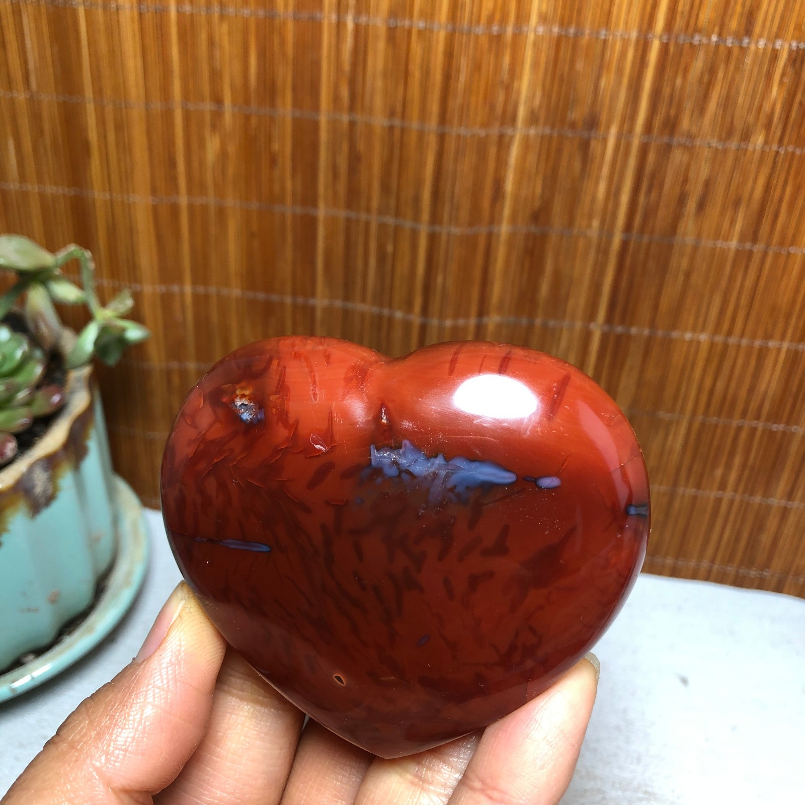 73-59-22mm Rare NATURAL red agate Hand polishing heart Crystal specimen A5103