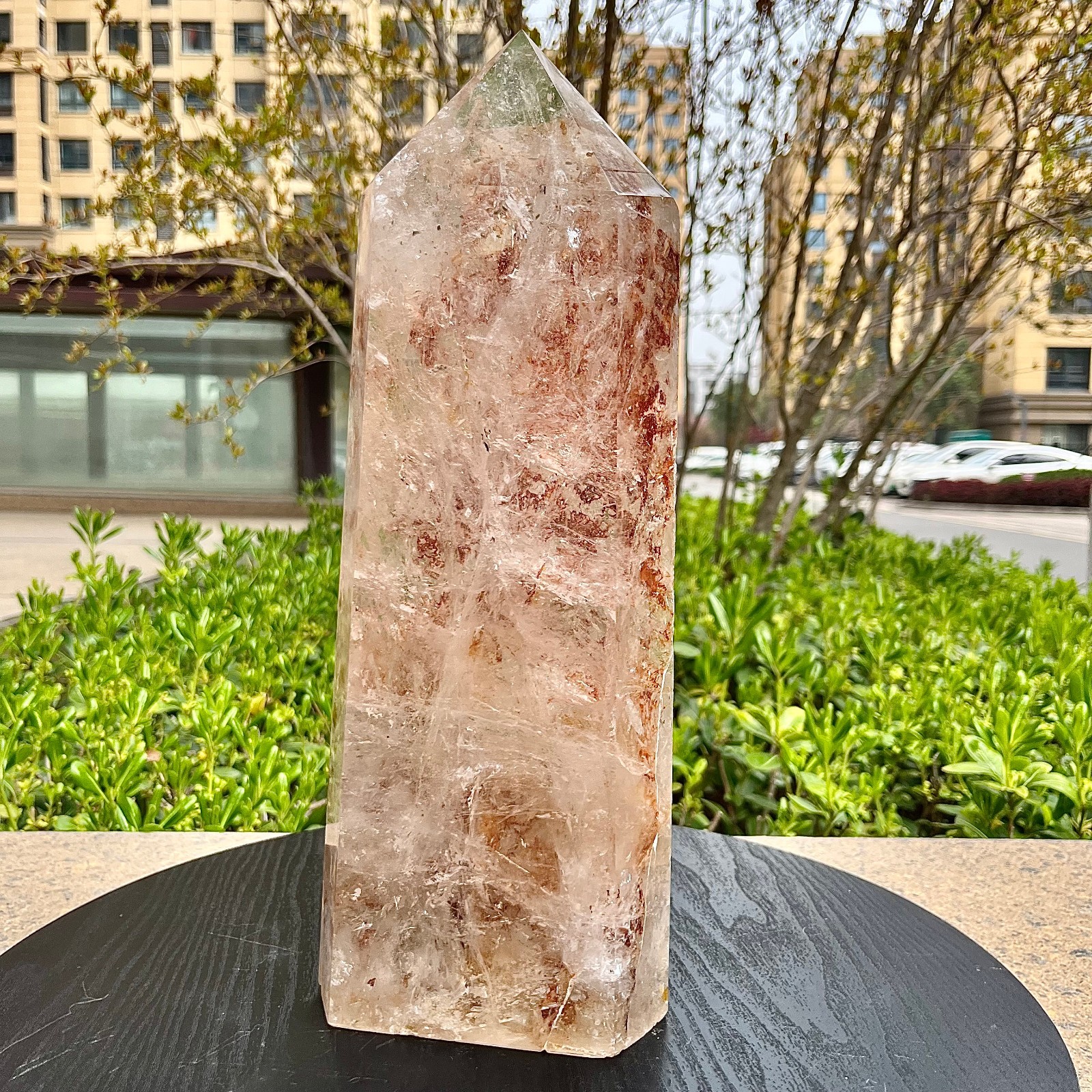 Genuine Clear Quartz Tower Natural Brown Markings Crystal Point Gemstone 11.8 lb