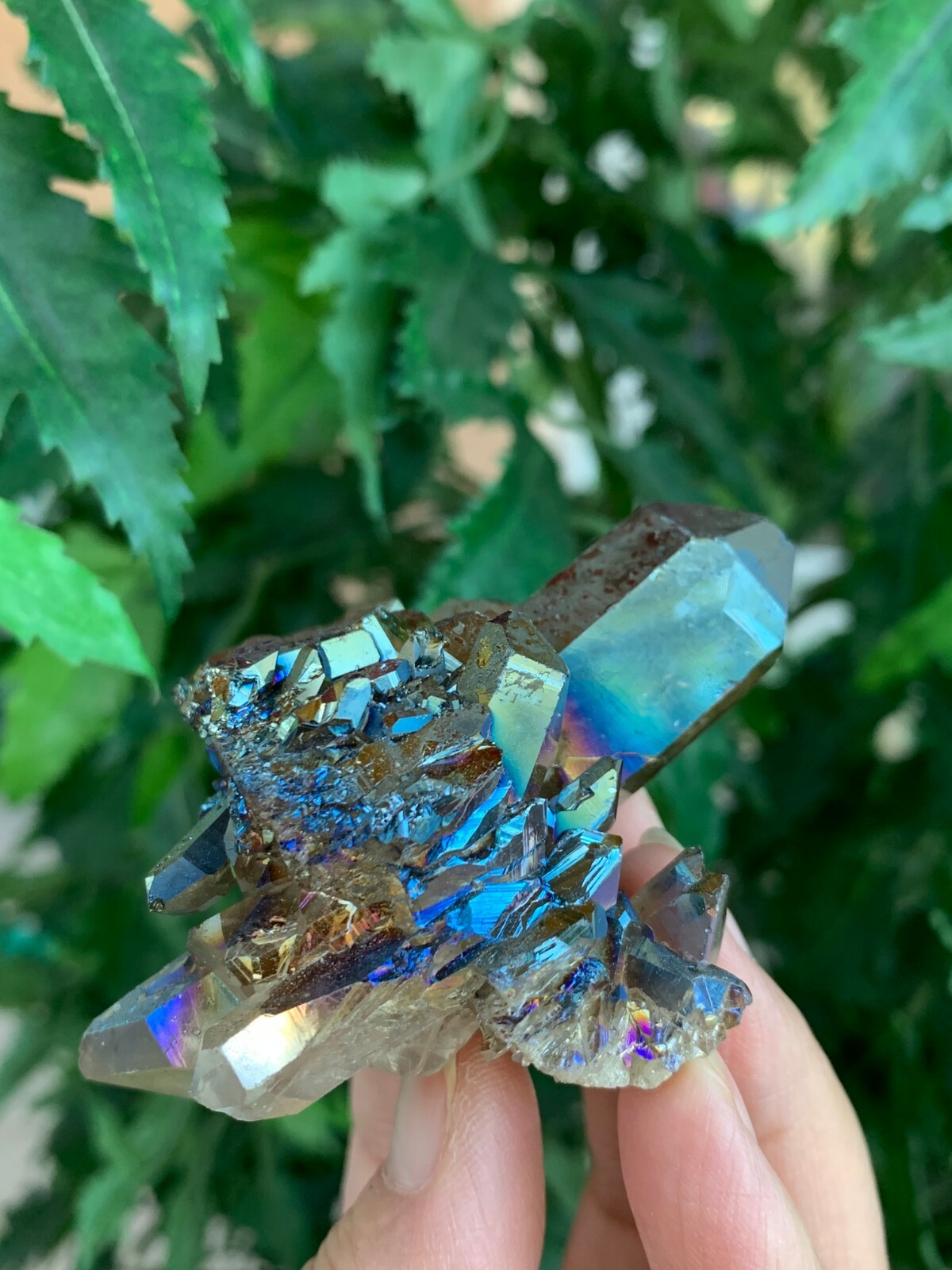 Aura Rainbow Quartz Clusters, Grade A+ Rainbow Aura Quartz Geode, Rainbow Quartz