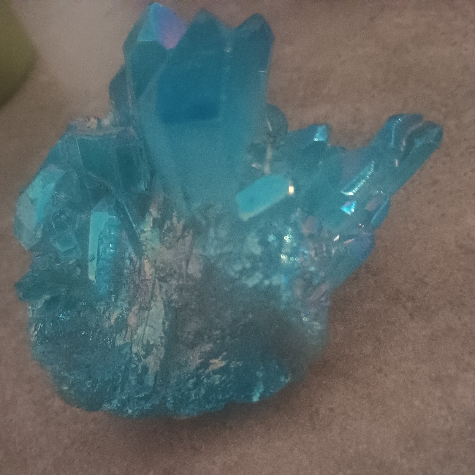 Aqua Aura Blue Quartz Titanium Cluster Mineral Specimen Healing Crystal 80-100g