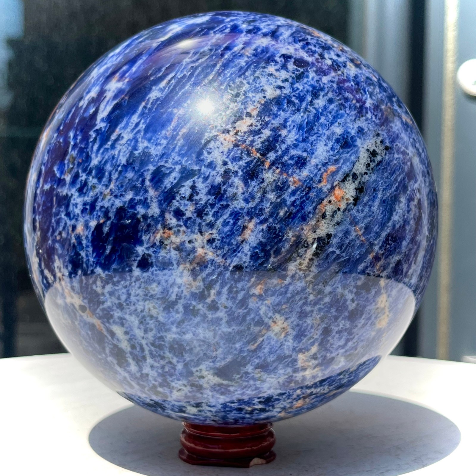 Natural Blue Sodalite Sphere Crystal Ball Healing Stone Reiki Chakra Gift 5.8 lb