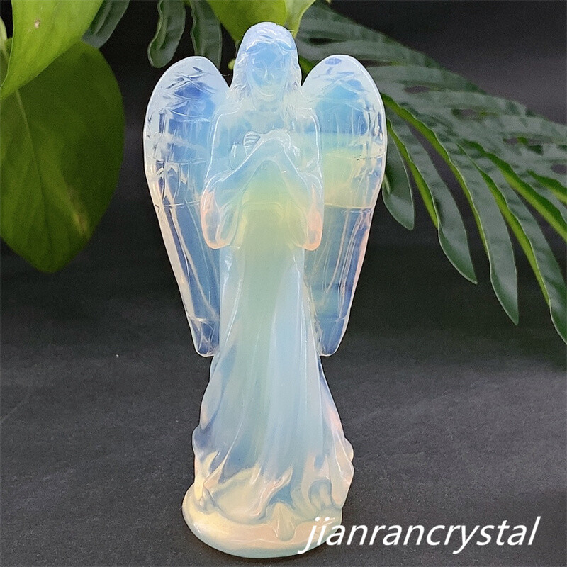 3″+ Opalite Goddess Angel Carved Quartz Crystal Skull Reiki Healing Gift 1pc