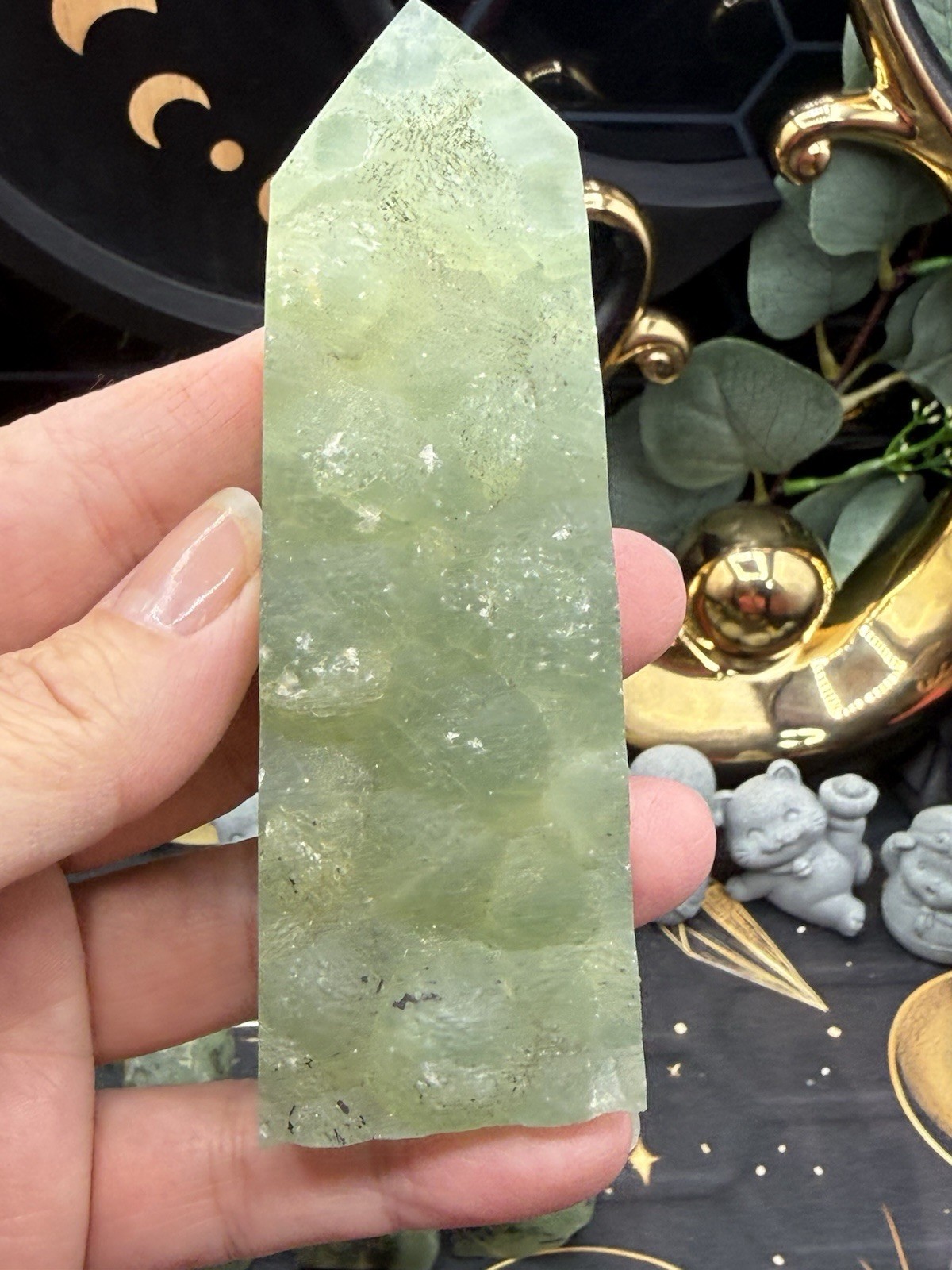 Natural Prehnite Points Raw polished great quality Free shipping