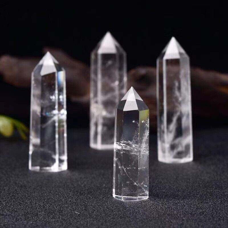 6pcs Natural Clear quartz tower crystal oblisk wand point healing reiki random