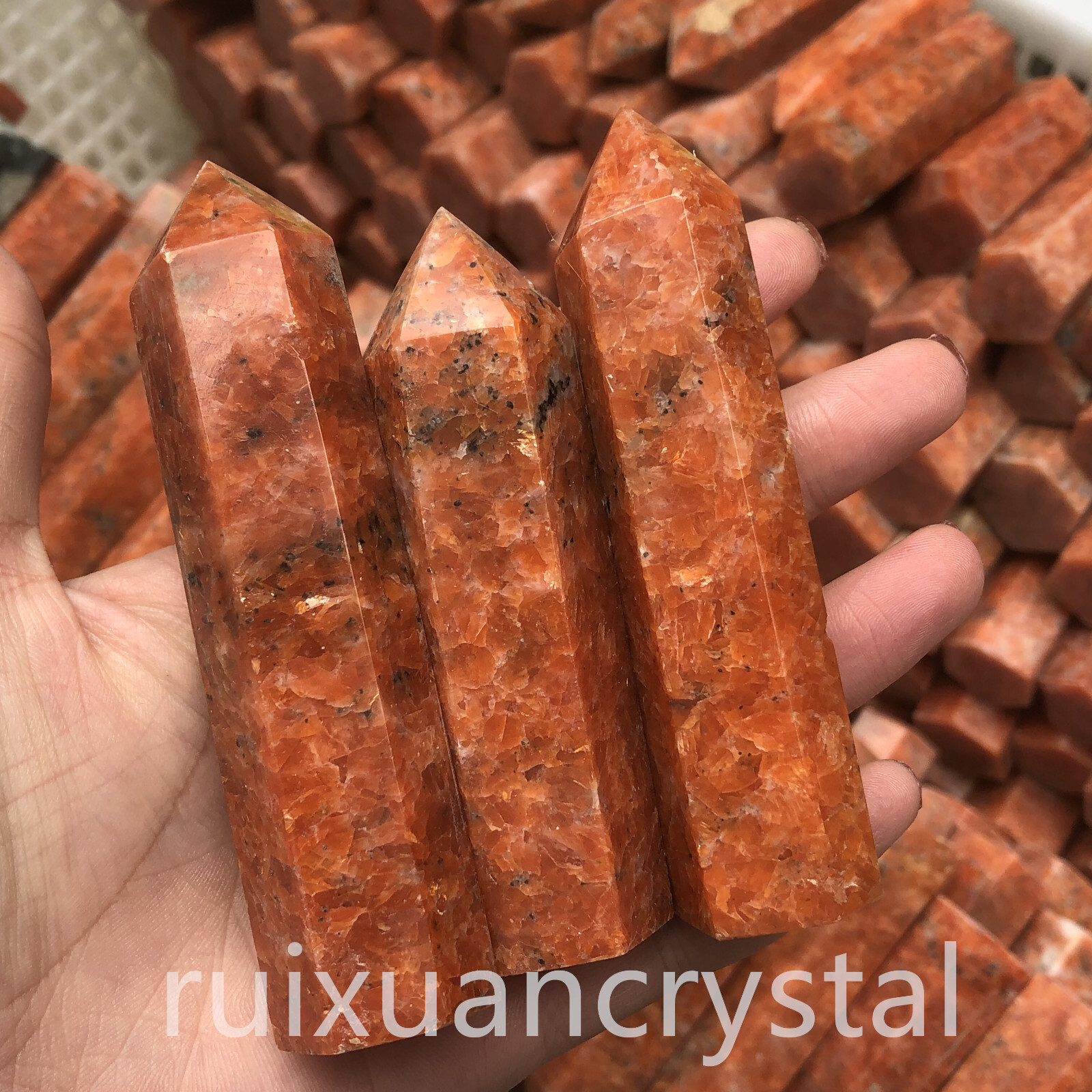 1pc Natural SunStone quartz crystal obelisk wand point healing Wholesale