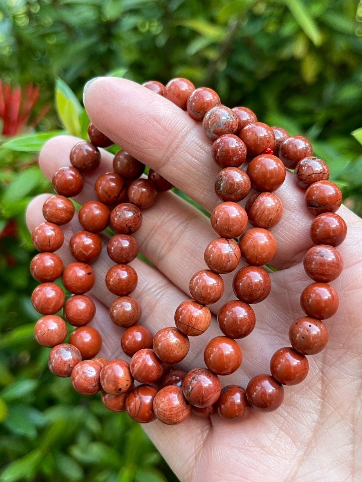 Grade A++ Red Jasper Crystal Bead Bracelet 8mm, Genuine Red Jasper Bracelet
