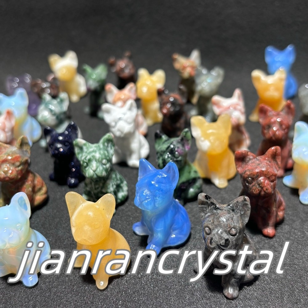 50pcs Mix Natural Dog Skull Carved Quartz Crystal Skull reiki Healing Wholesale