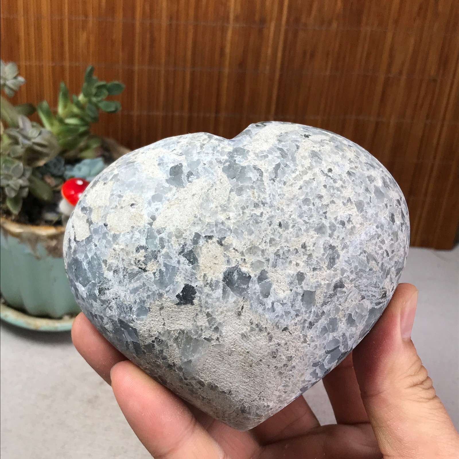 1.07kg Natural Blue Celestite Crystal Heart Quartz Cluster Geode Specimen A6218