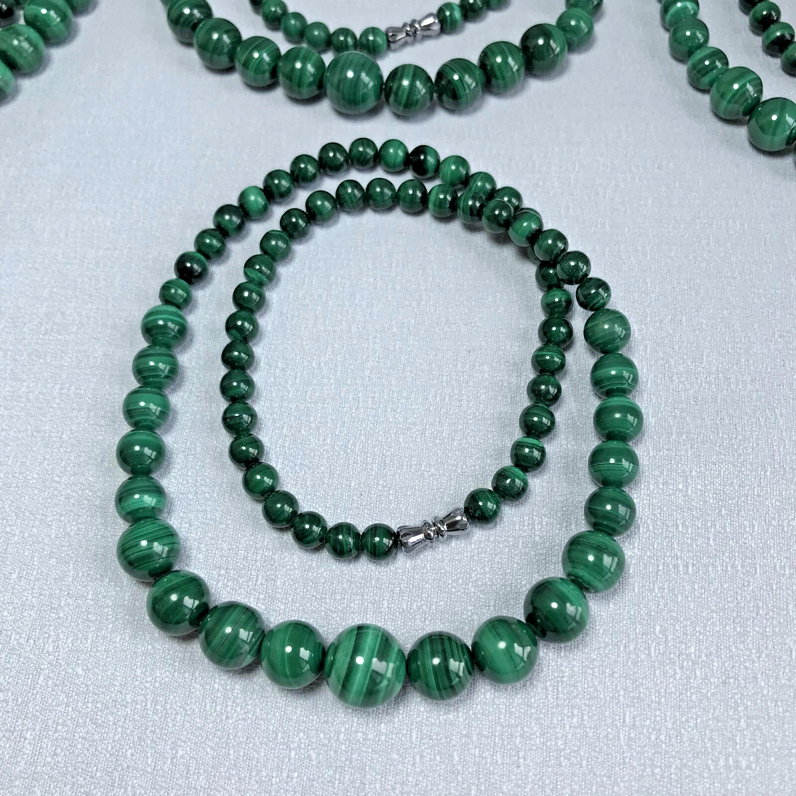 6mm-12mm Natural malachite gemstone Crystal chain beads necklace 54g-55g A5266