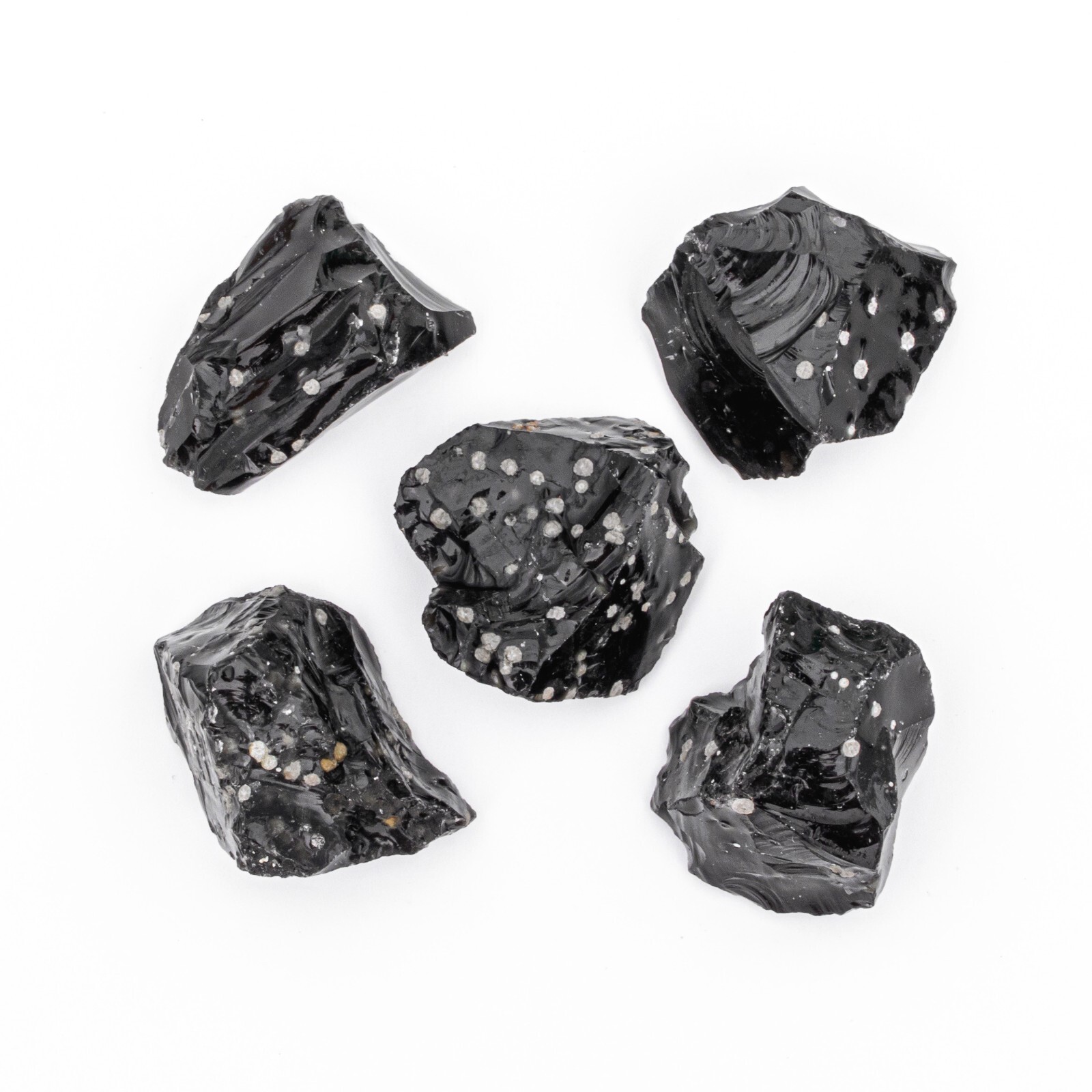 1/4 lb Snowflake Obsidian Gemstone Crystal 5-10 Raw Stones Bulk Rough Gems Craft