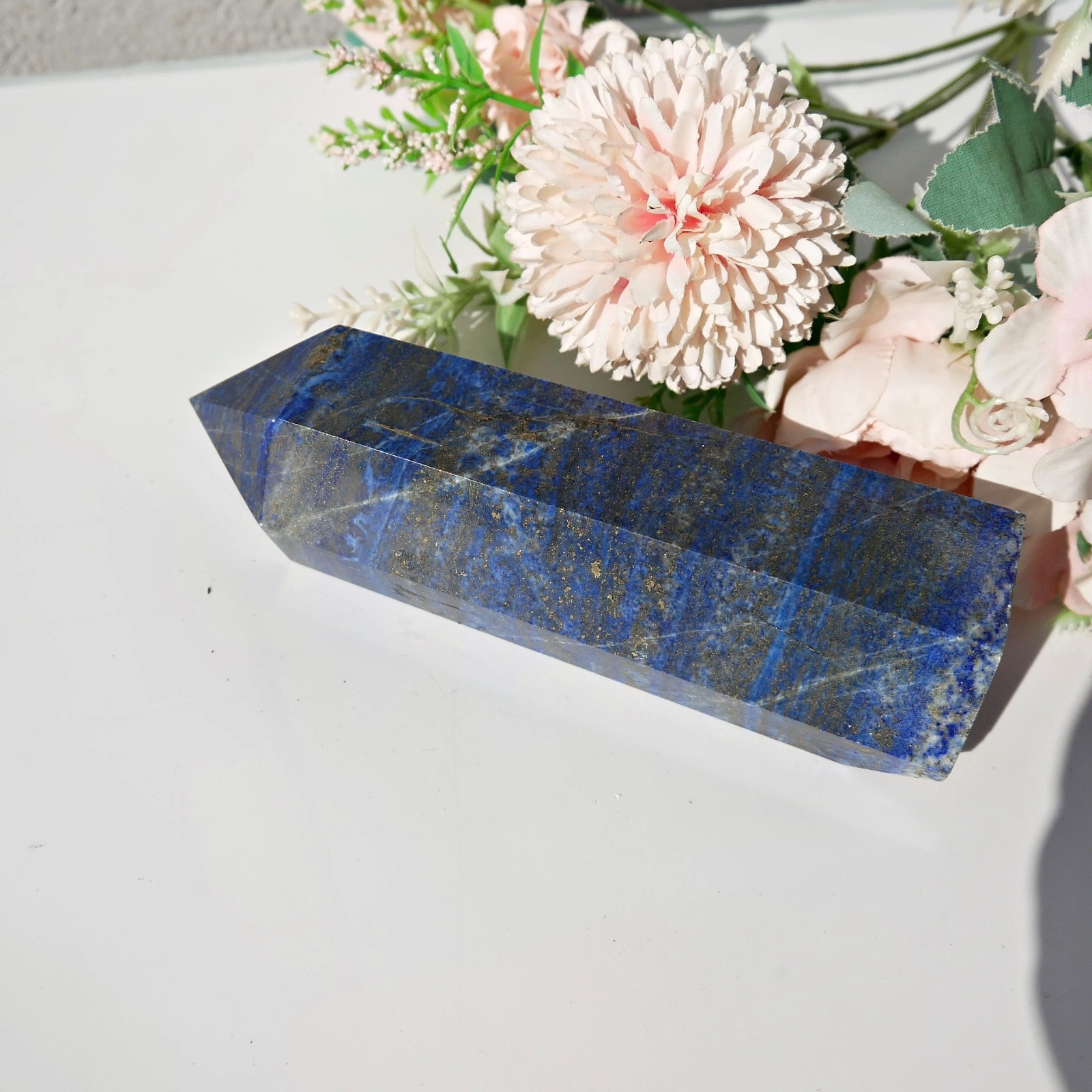 5.9″Large Lapis Lazuli Tower Crystal Point Natural Blue Stone Healing Reiki Gift