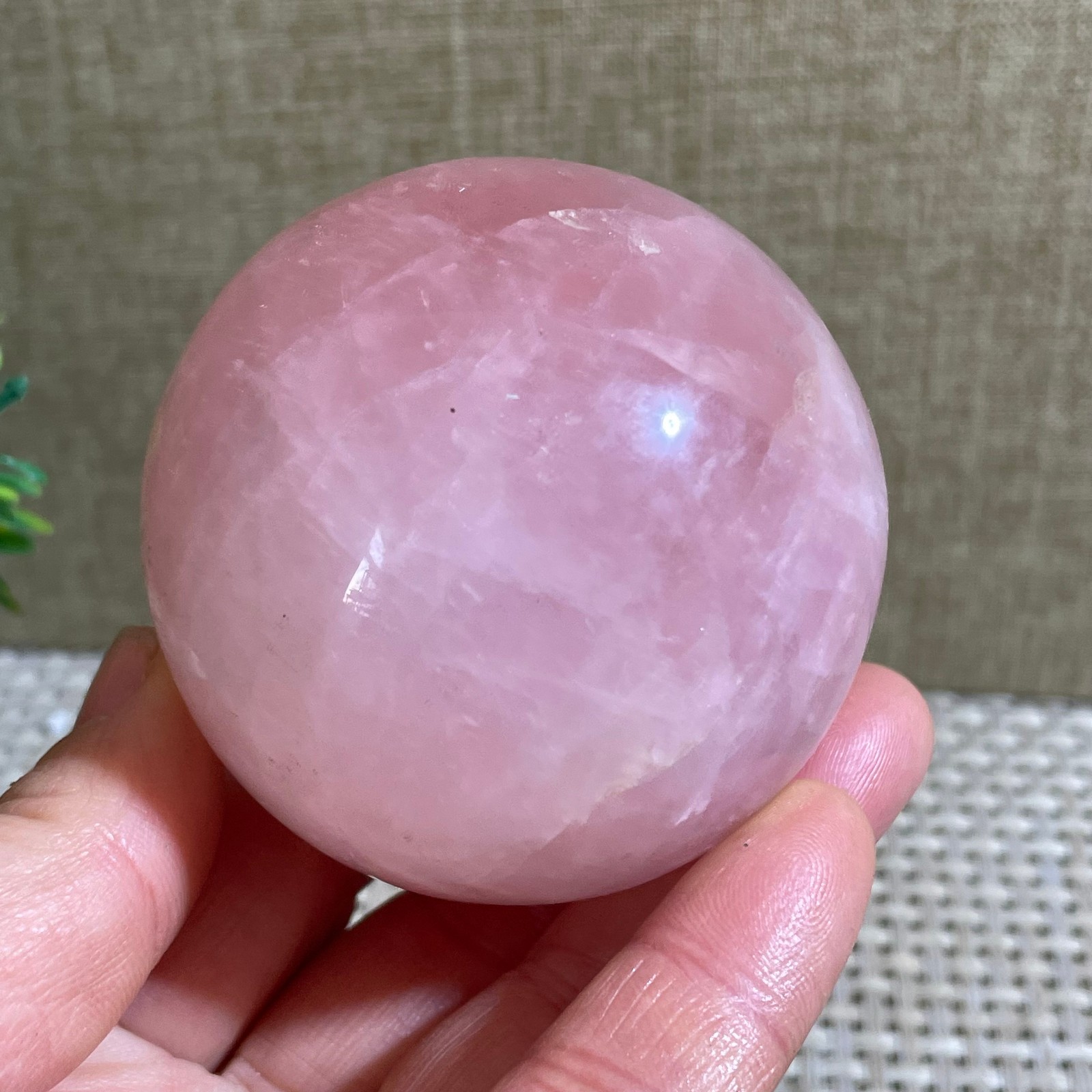 57mm Natural Crystal Pink Rose Chakra Quartz Sphere healing ball Specimen 275g