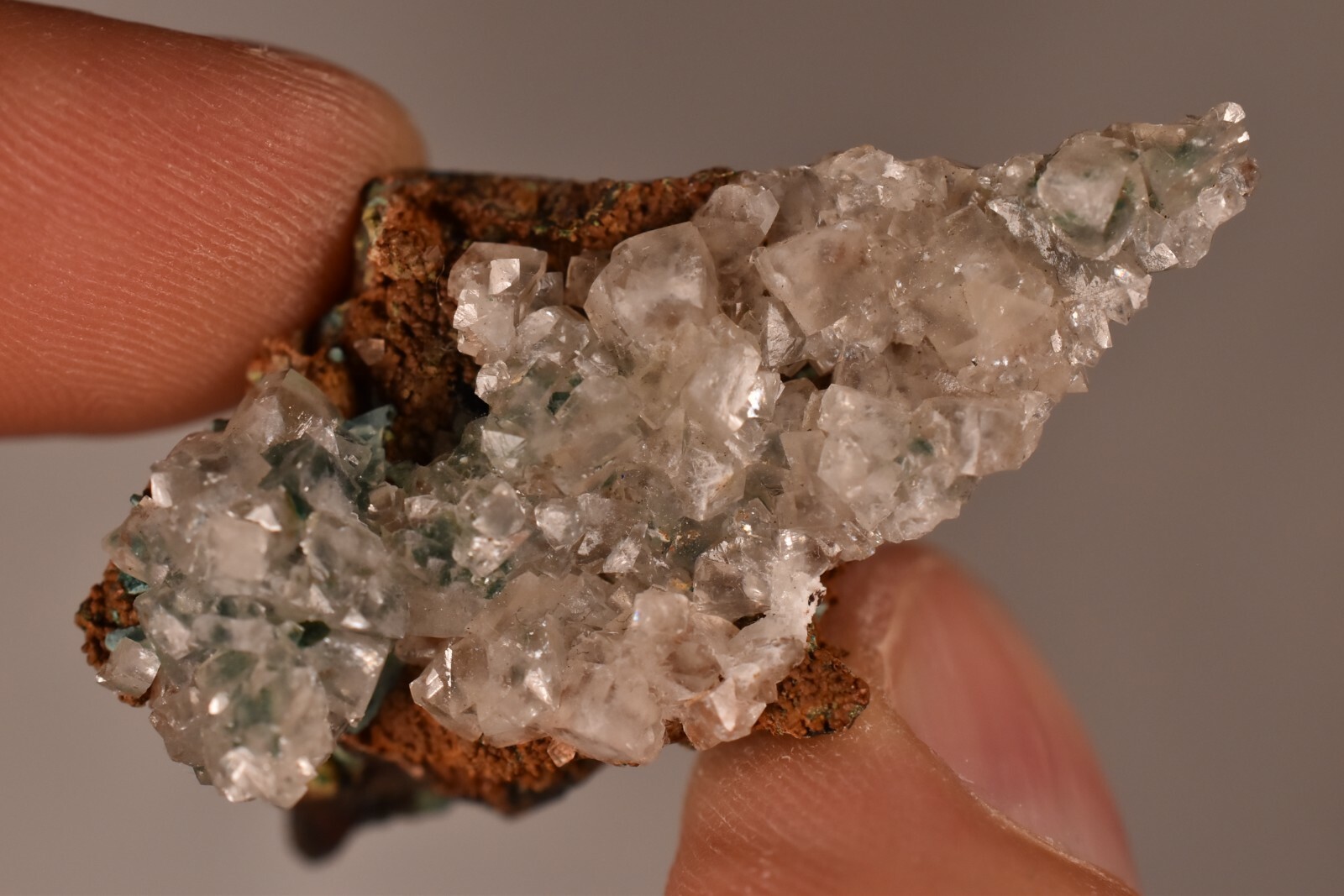 *MALACHITE & CALCITE* Cluster 4.8cm 19.7g Natural Rough Specimen Clear Crystals