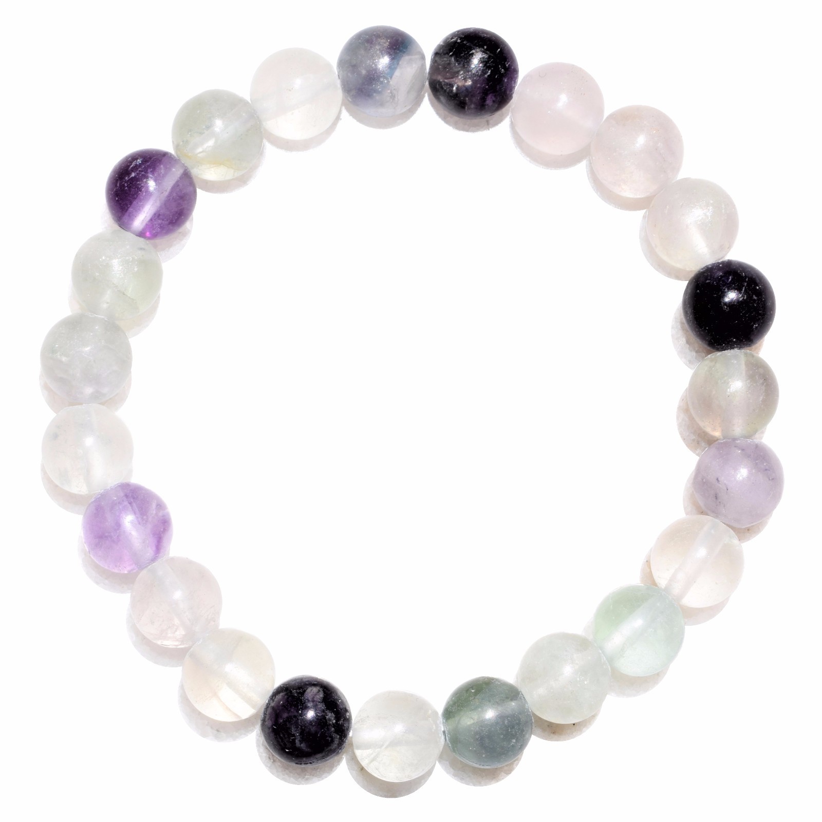 Premium CHARGED Rainbow Fluorite Crystal 8mm Bead Bracelet + Selenite Charger