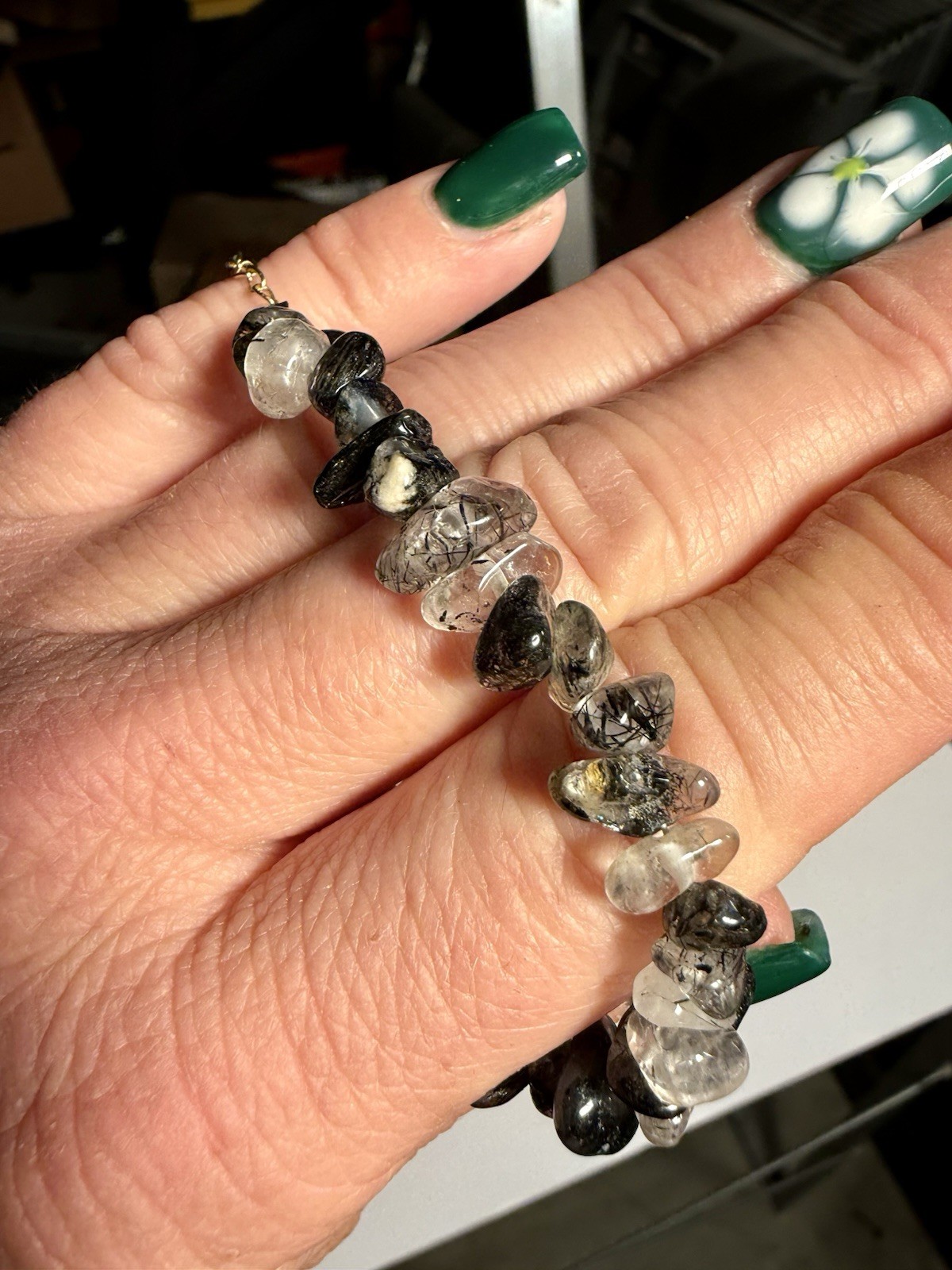 Tourmaline Crystal Chip Adjustable Bracelet, Lobster Clasp, Natural Gemstones
