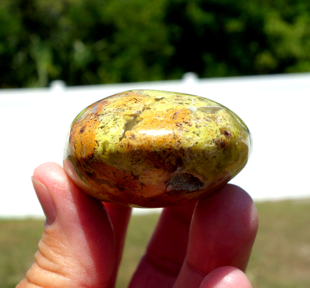 GREEN OPAL Crystal Massage Psychic Devopment Stone oPalm Stone w Quartz Vug