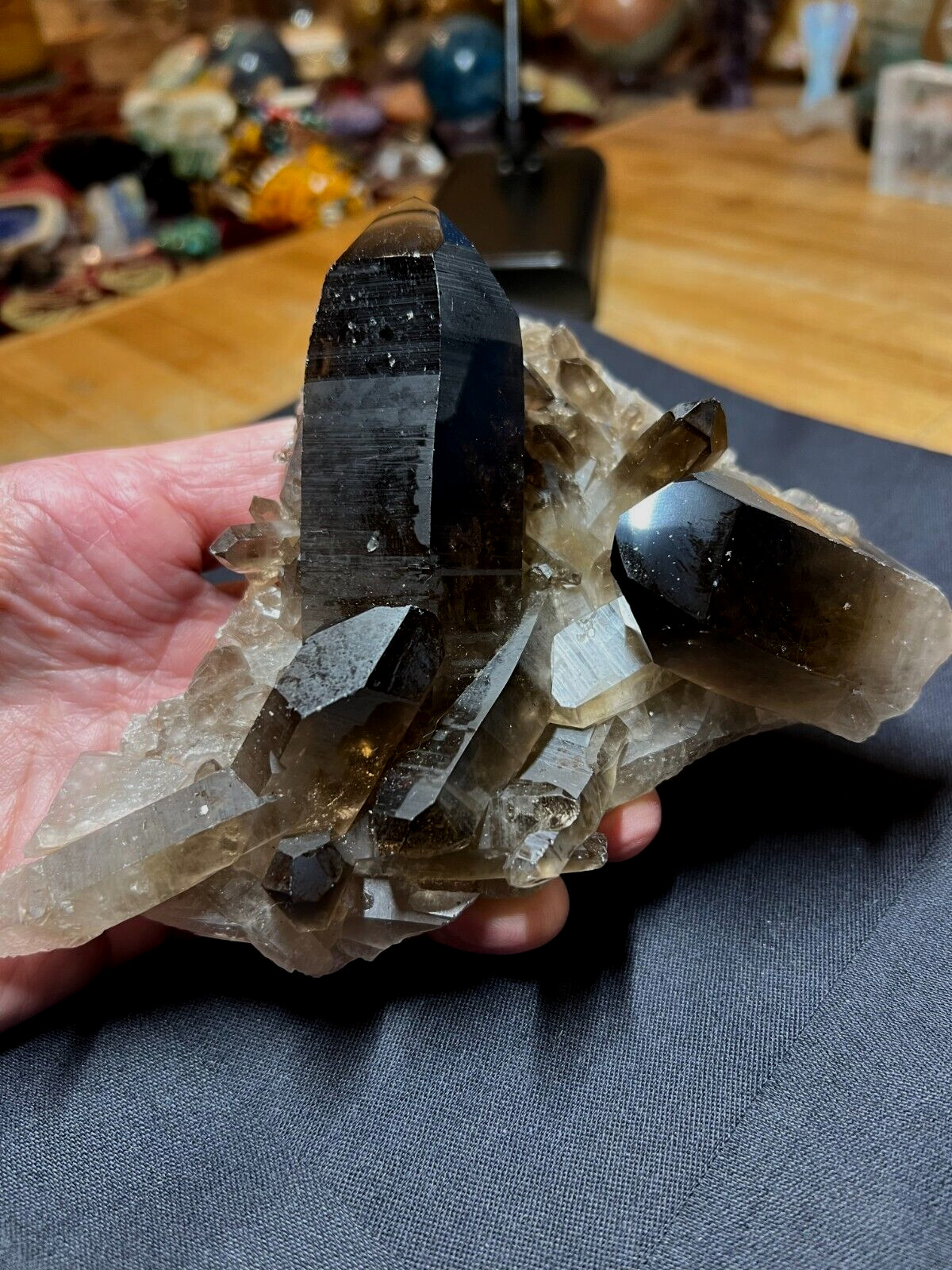 Smoky Quartz Crystal Gemstone Floater Laser Multi Point Cluster Specimen 006