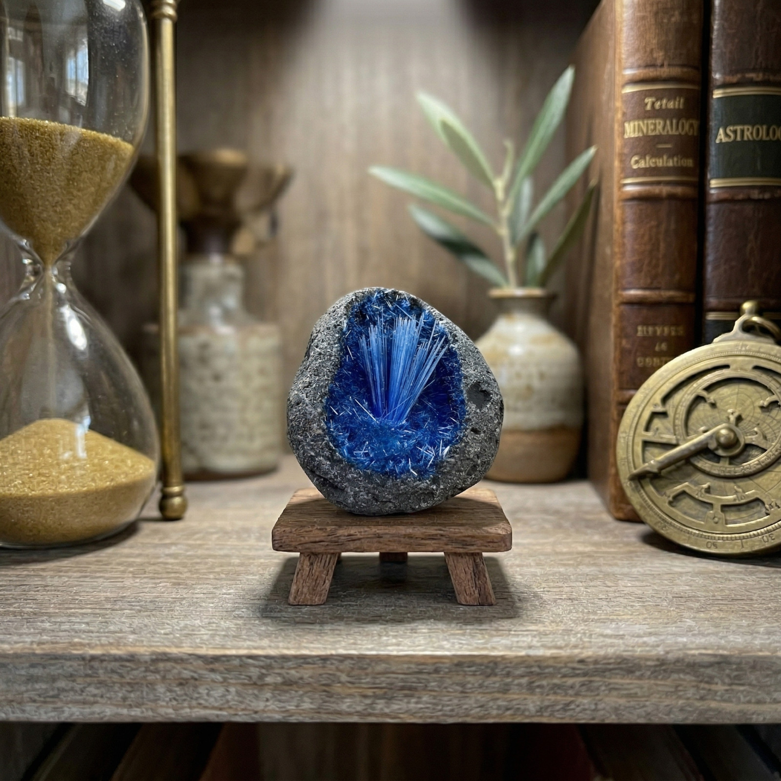 Natural meteorite Specimen, quartz crystal,Goethite, Blue copper ore, Decoration