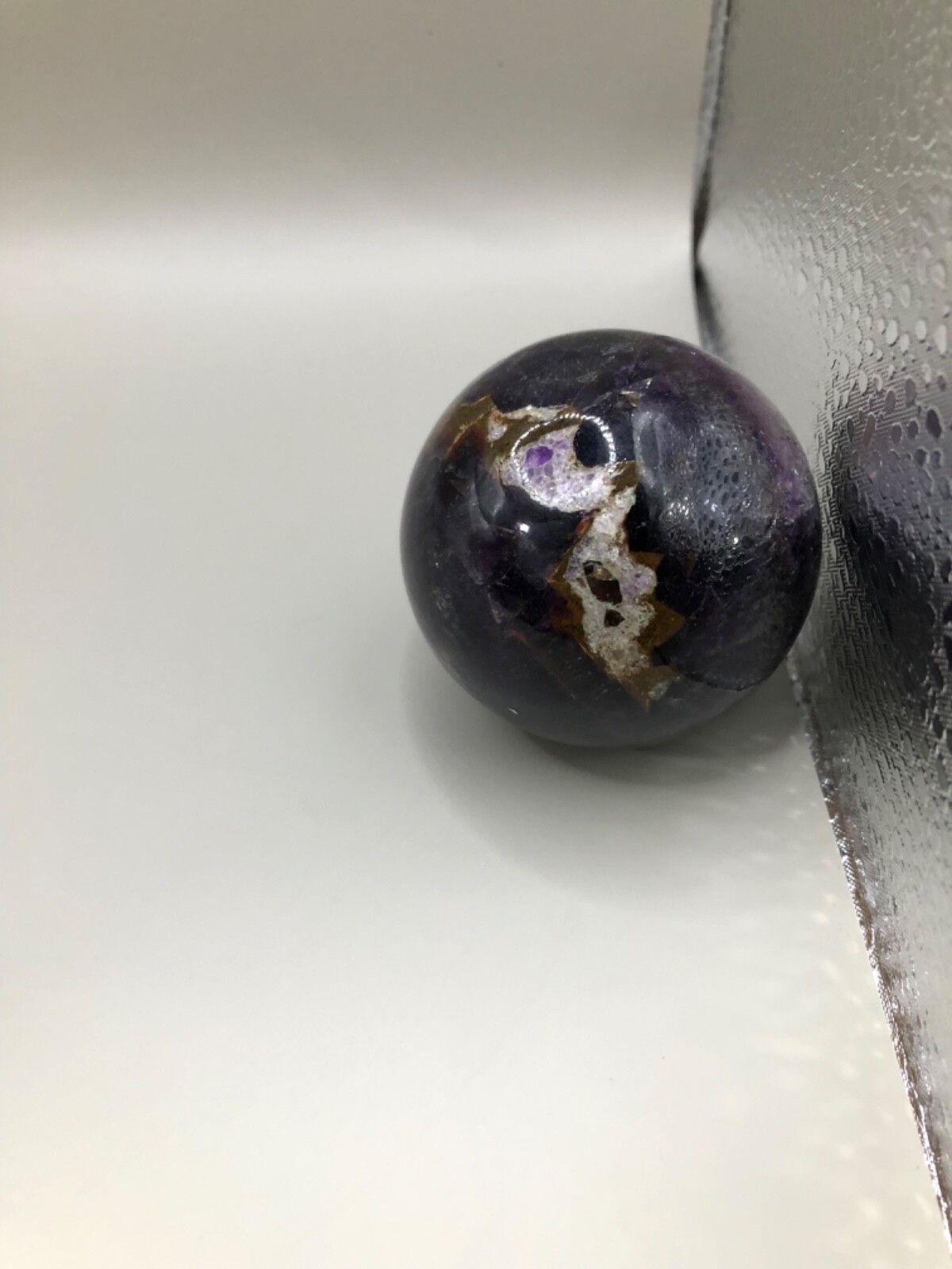 Deep Purple Polished Amethyst Crystal sphere 2 inch diameter