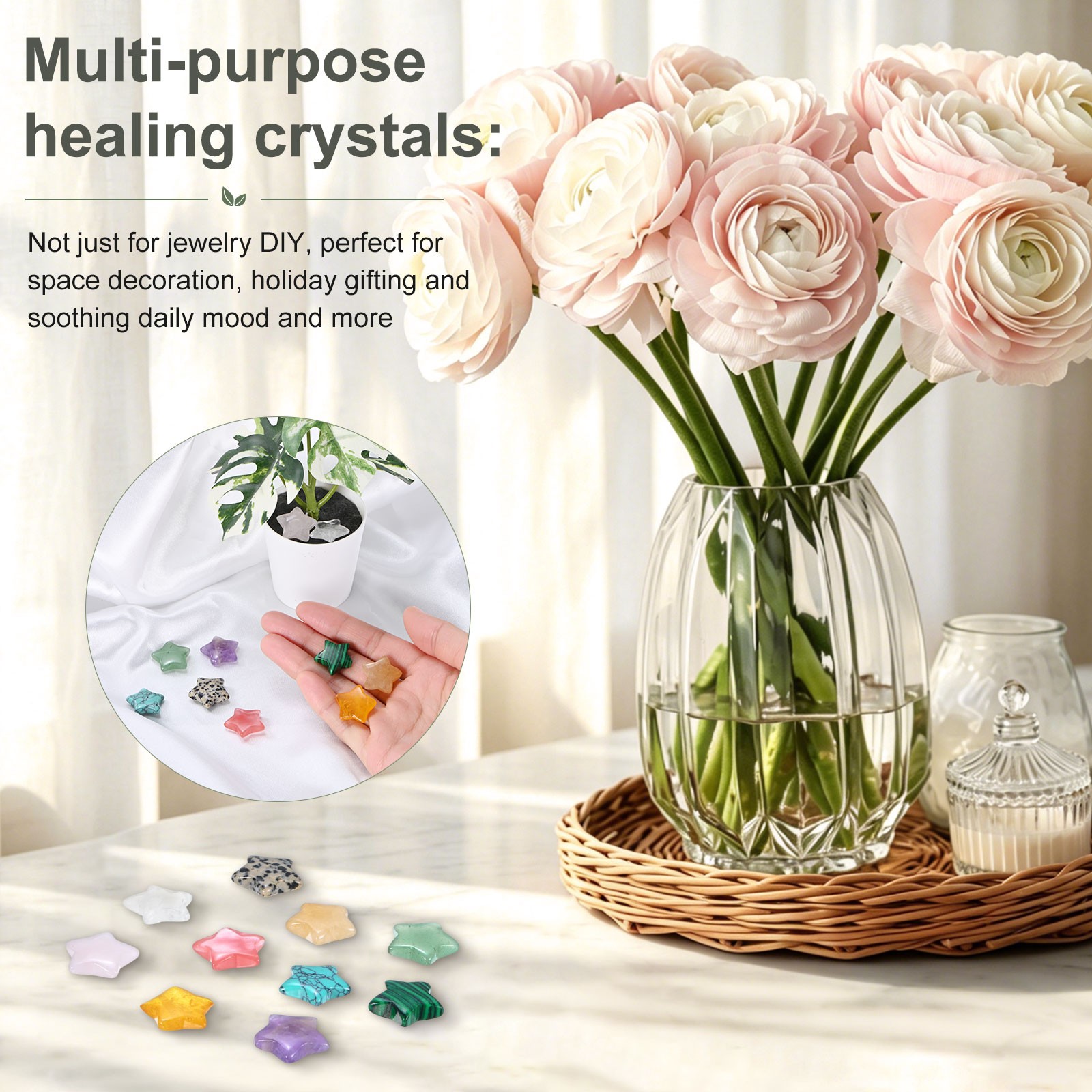1-Pack Worry Stones, 0.79 Inch Star Shaped Rocks [Pink]