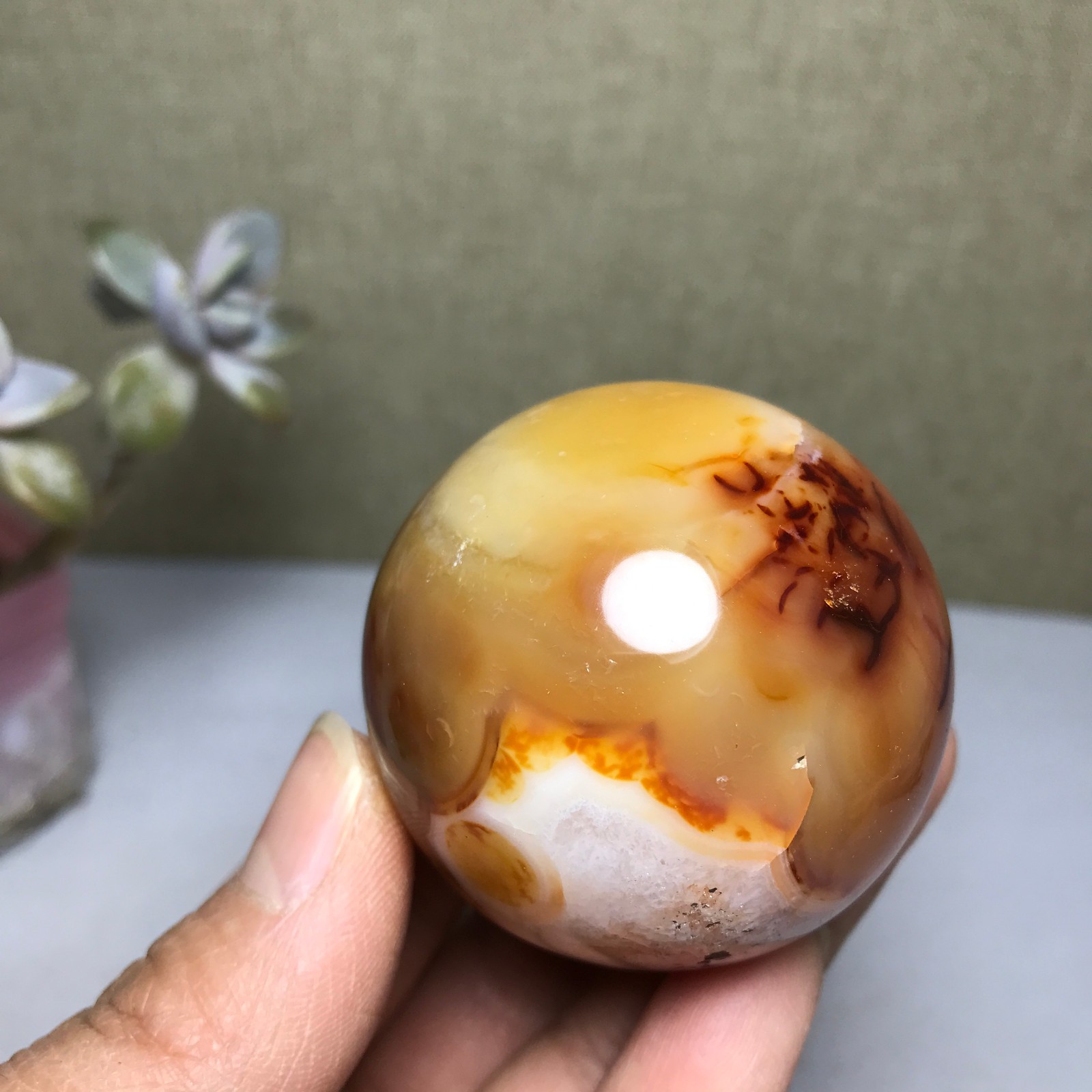 48mm Natural red agate sphere ball Crystal polish/rough specimens 160g A2975