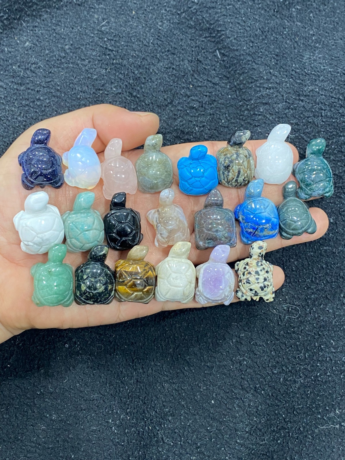 5pc Natural mixed Quartz hand Carved Mini turtle crystal Reiki healing gift
