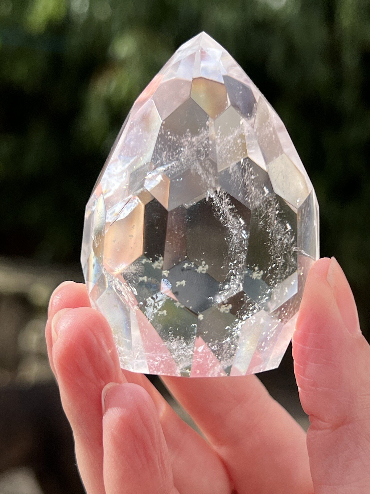 Clear Quartz Hand Faceted Large Crystal Droplet AAA+ Freestanding 13