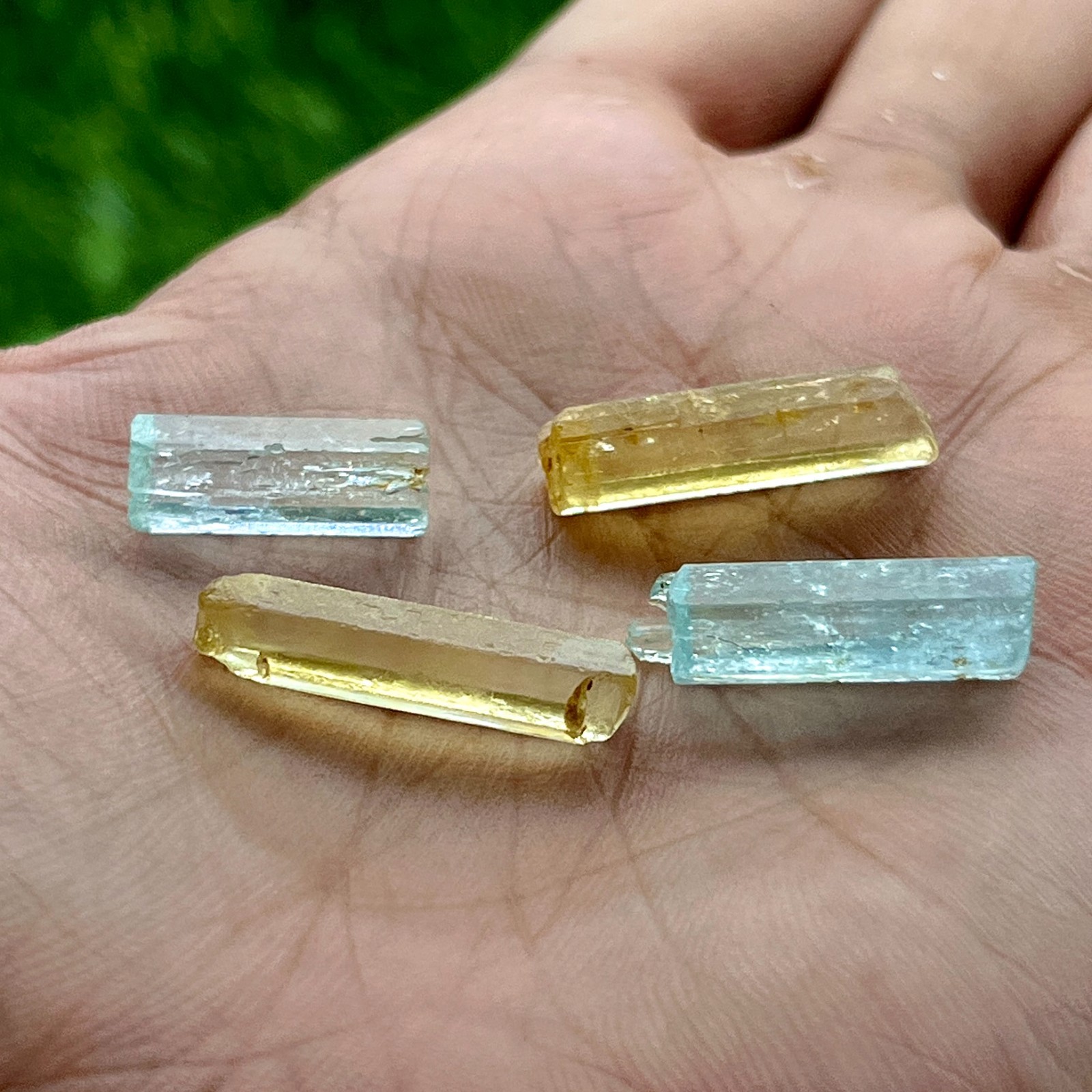 Natural Aquamarine Pencil Rough Lot 4 Pcs Blue Beryl Crystal 15-22 mm Mozambique