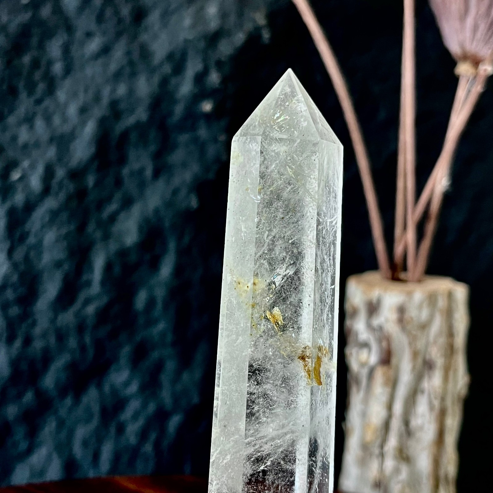 128G Natural white crystal square pointed column quartz crystal spiritual heali