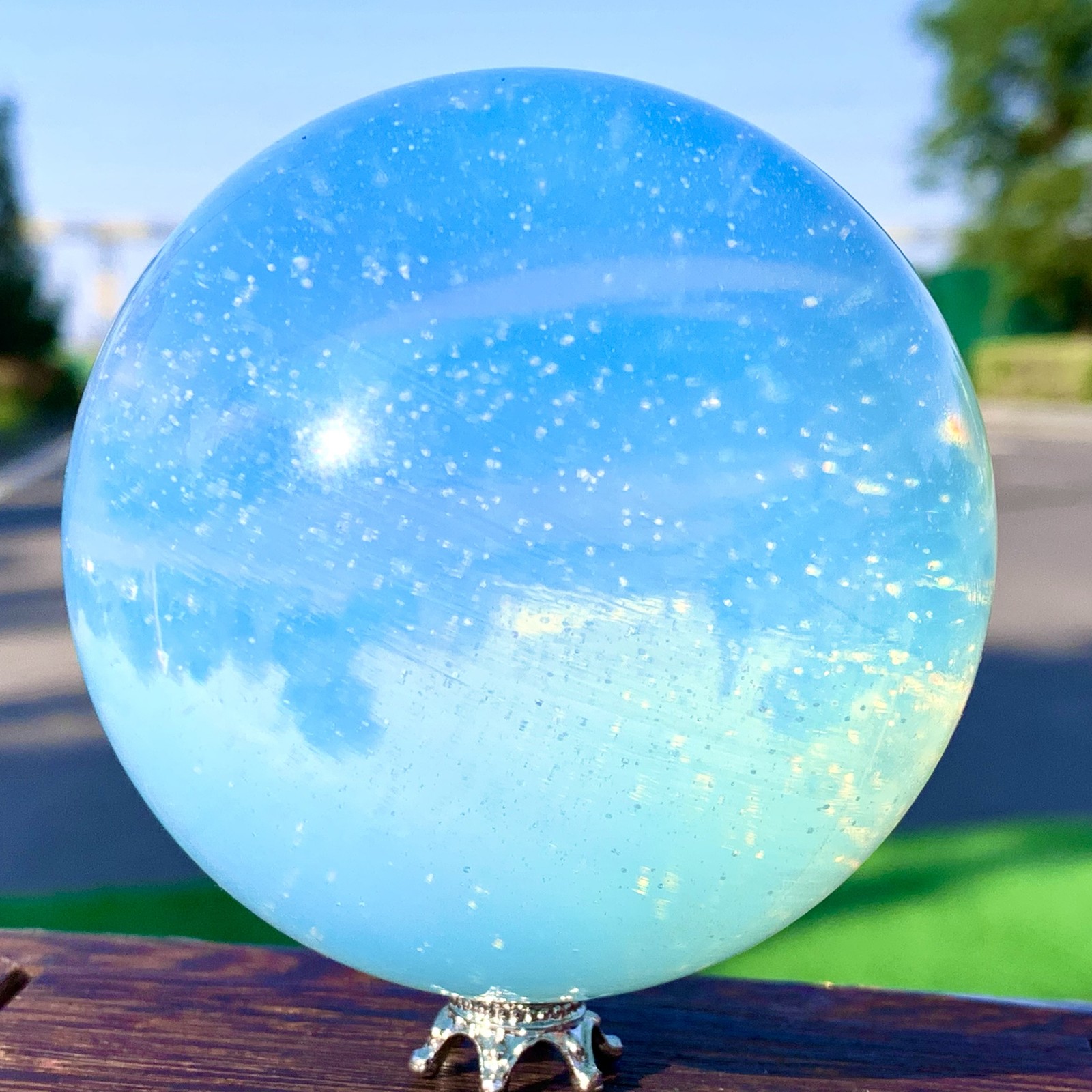 1.18LB Top opalite Ball Quartz Crystal Sphere Reiki Healing