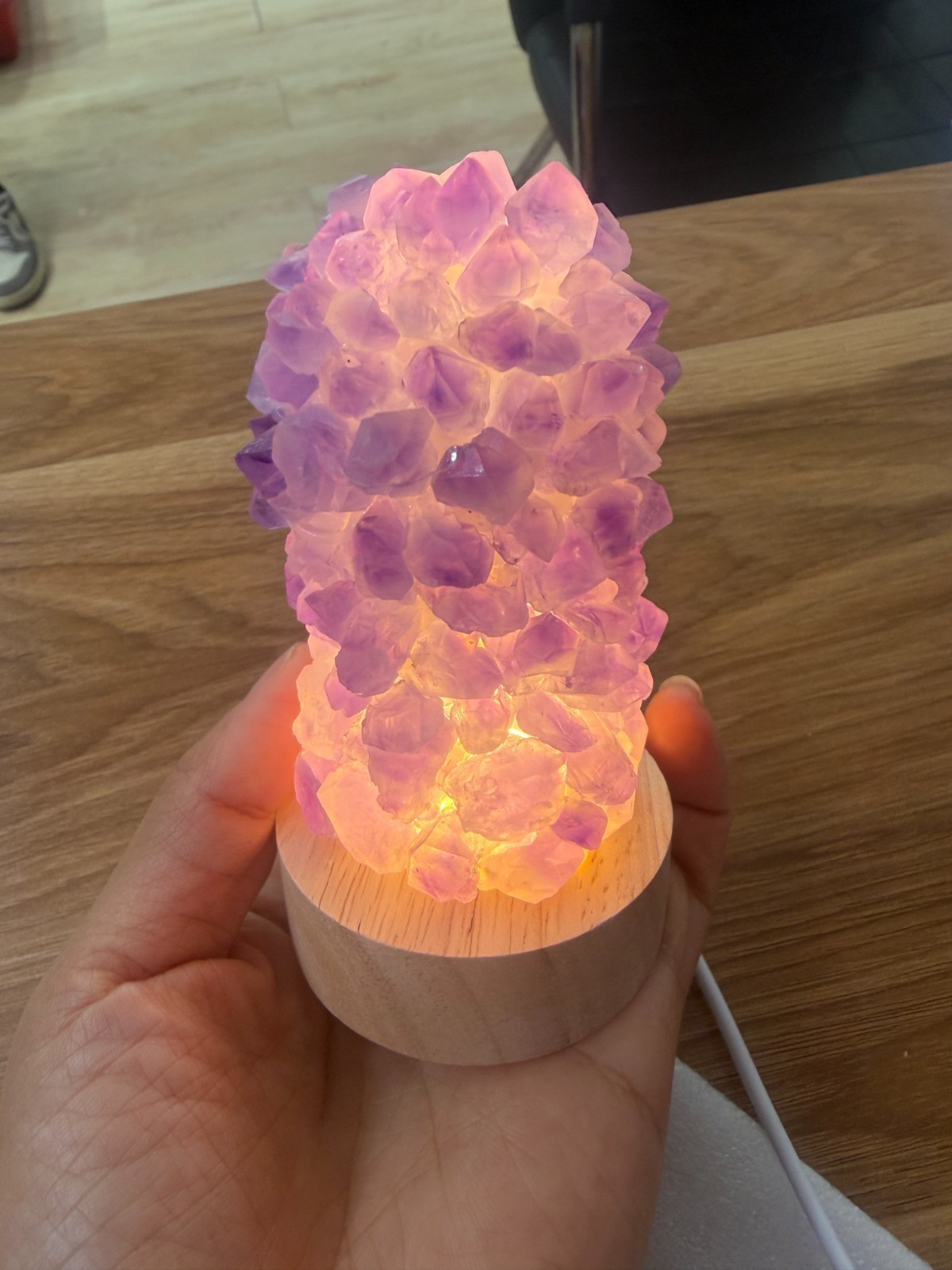 1pc natural amethyst Crushed stone Quartz Crystal DIY USB Night lamp energy