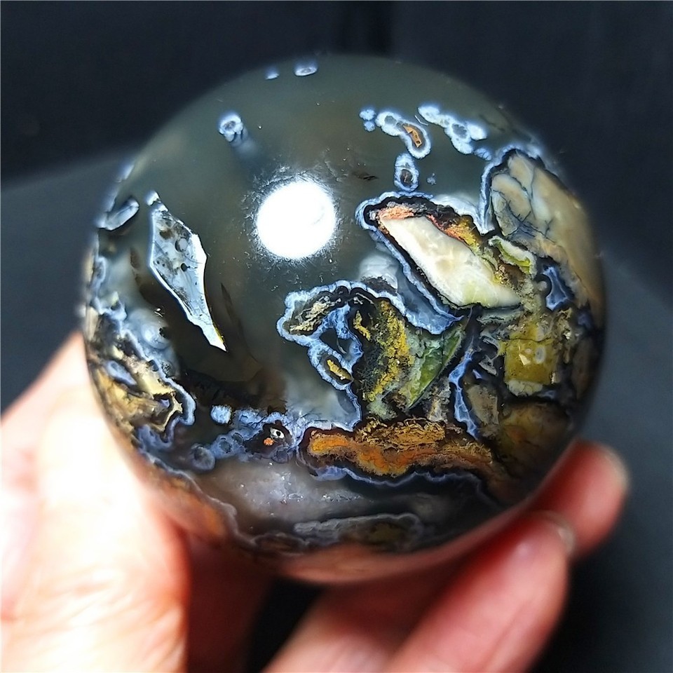 RARE 238.3g Natural Polished Colorful Agate Stone Ball Healing Madagascar AB1600
