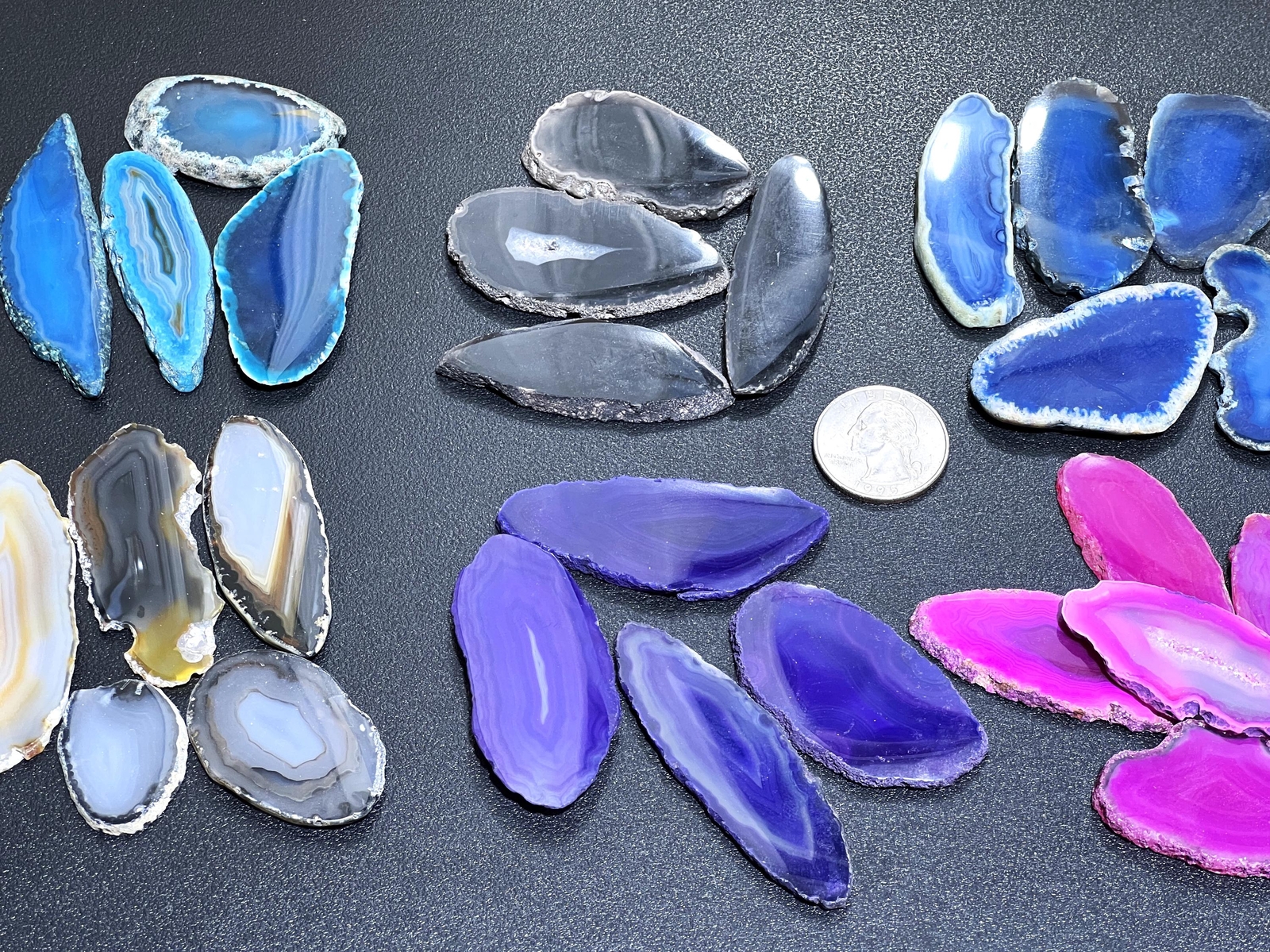 Small Agate Slices (1 Pound)(1-1.5 Inches)(Size #000) One LB Pink Mixed Colors