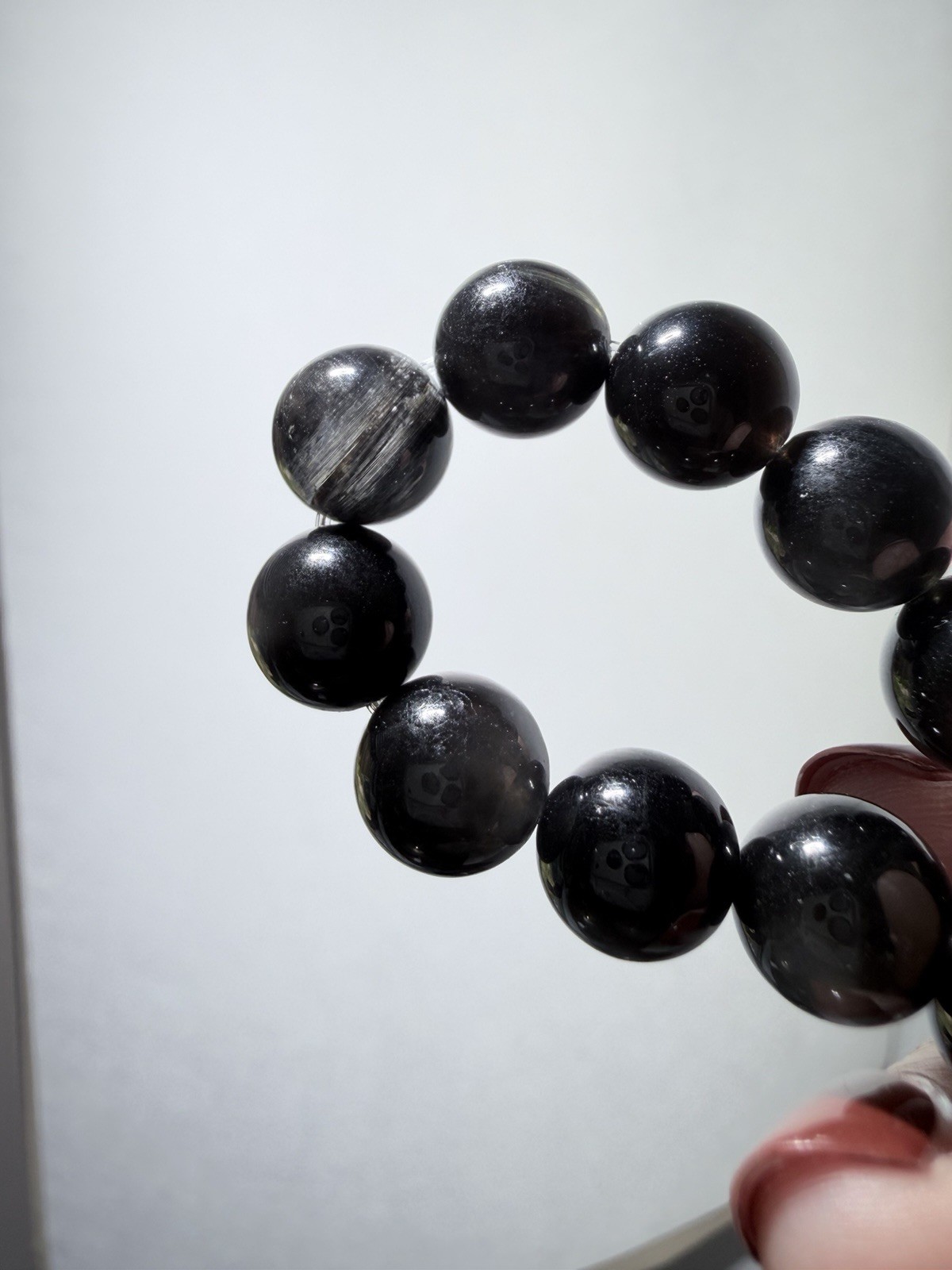 HQ Rare Natural Flashy Black Devil Aquamarine Bracelet