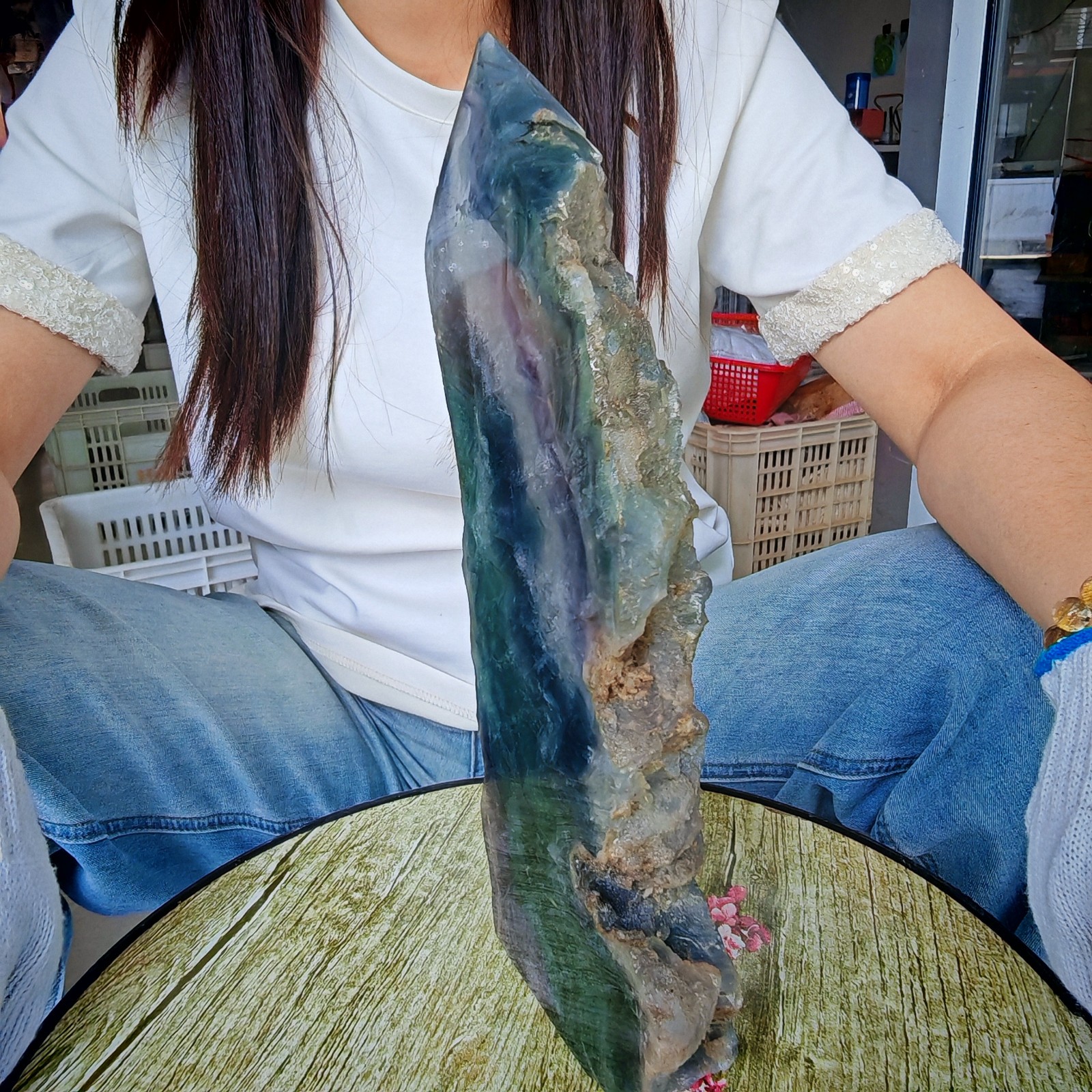 3.85LB Restoration of Natural Colored Fluorite Crystal Specimens 1750g