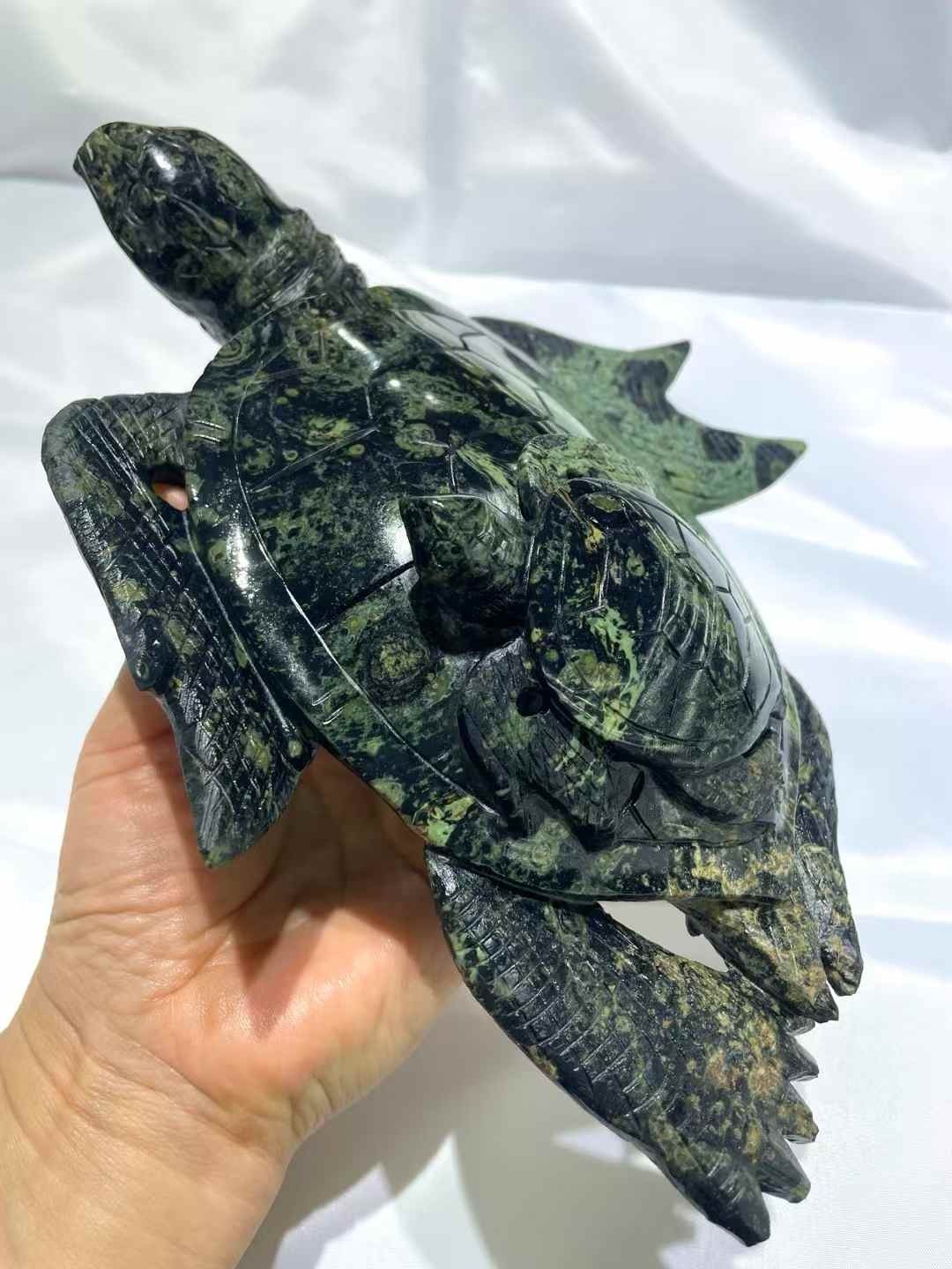 1pc Natural kambaba jasper Quartz Carved sea turtle skull Crystal Reiki Decor