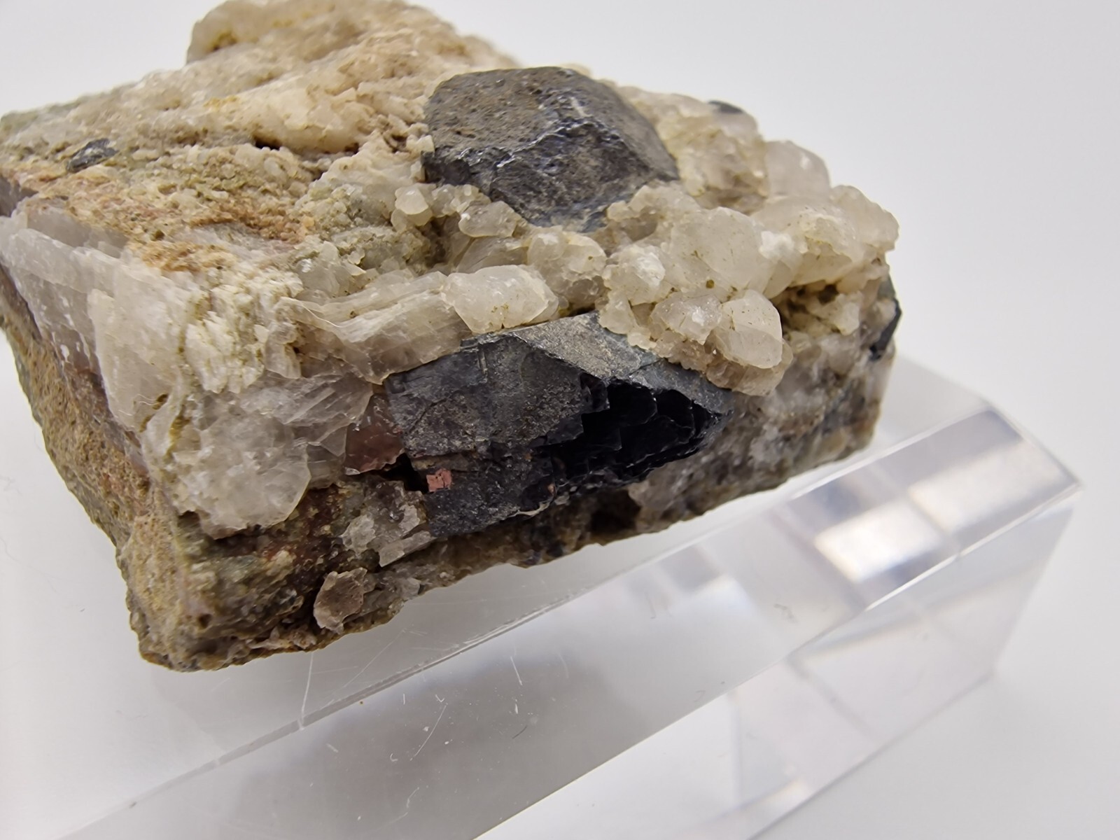 Galena Crystals with Calcite From Sala Silvergruva , Västmanlands län, Sweden