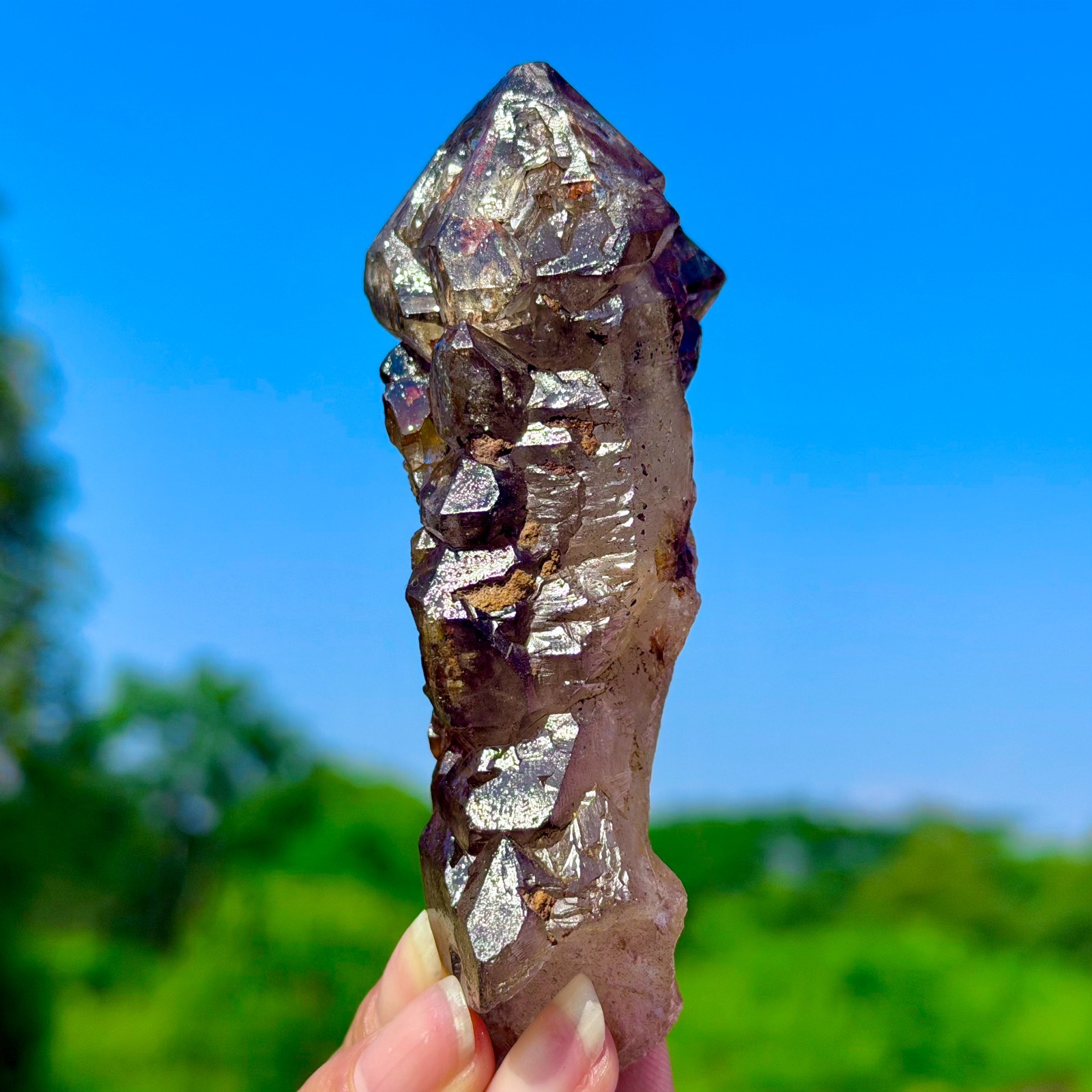 161G Top! Natural Amzing Smoky Quartz Skeletal Raw Textured Crystal Specimen