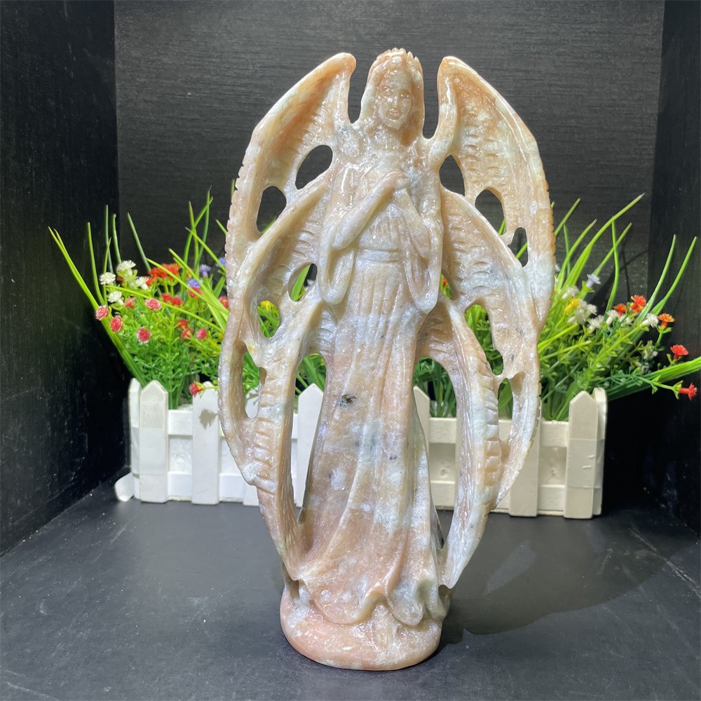 3.7LB 9.4″ RareA+ Natural Xiuyan Jade Angel Quartz Crystal Healing Decor Gift