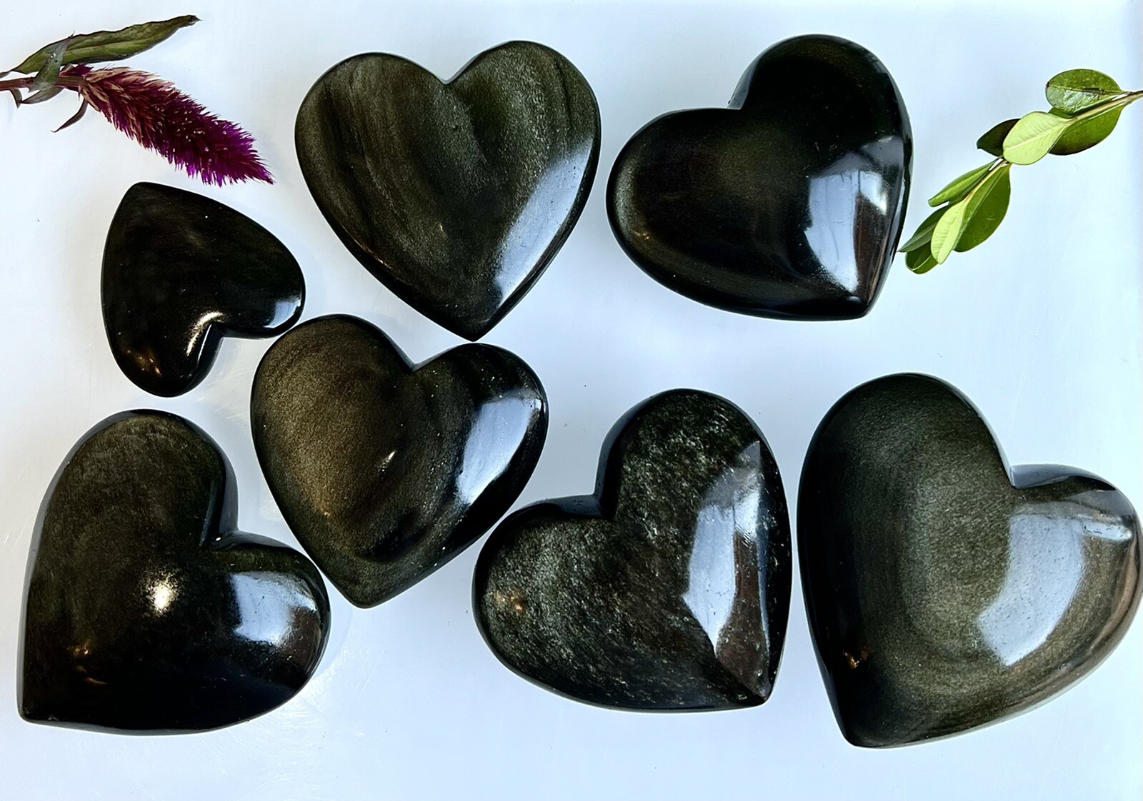 Wholesale Lot 2 Lbs Natural Gold Sheen Obsidian Heart Crystal Healing Energy