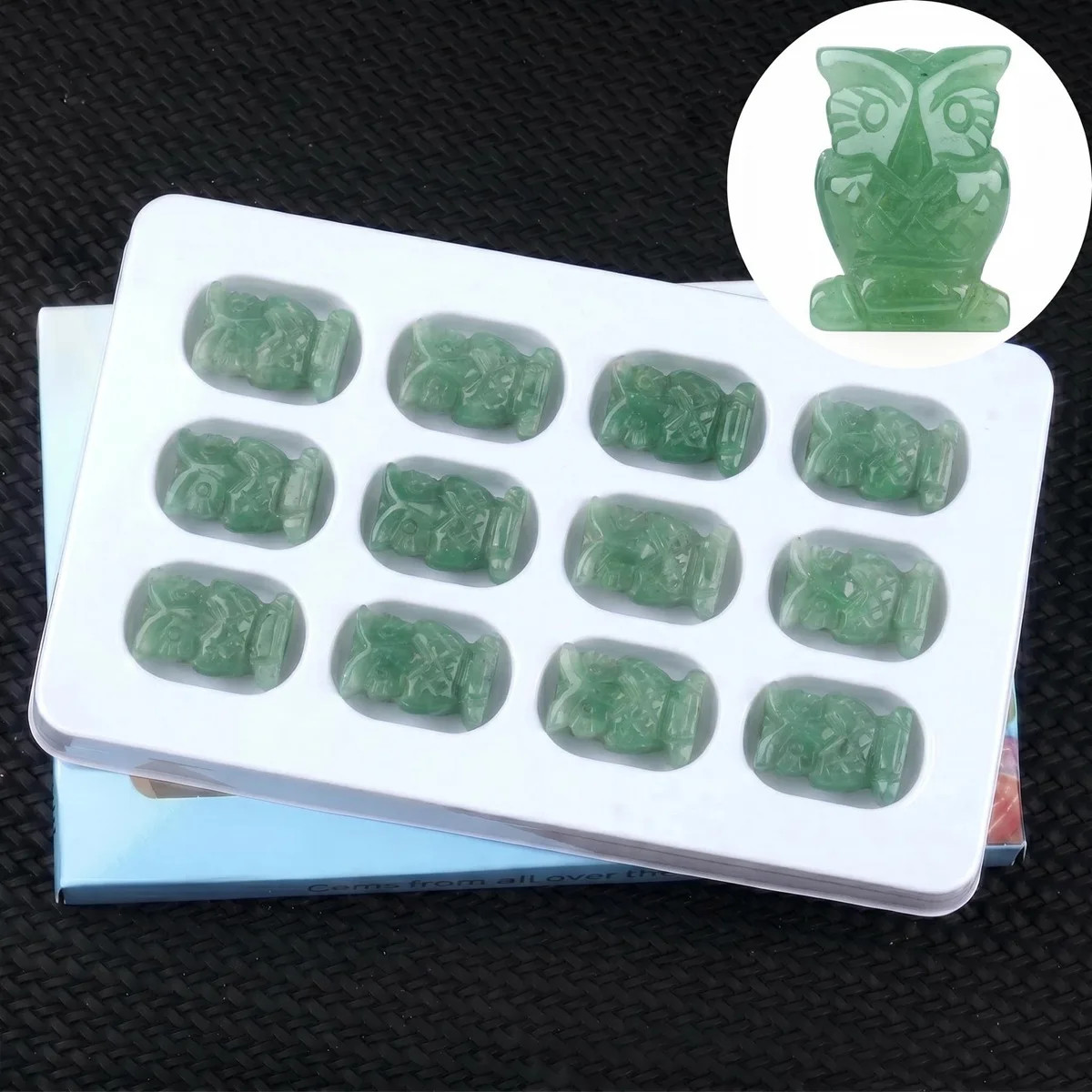 12 Styles Natural Gemstone Owl Carving Mini Crystal Animal Statue Wholesale Bulk