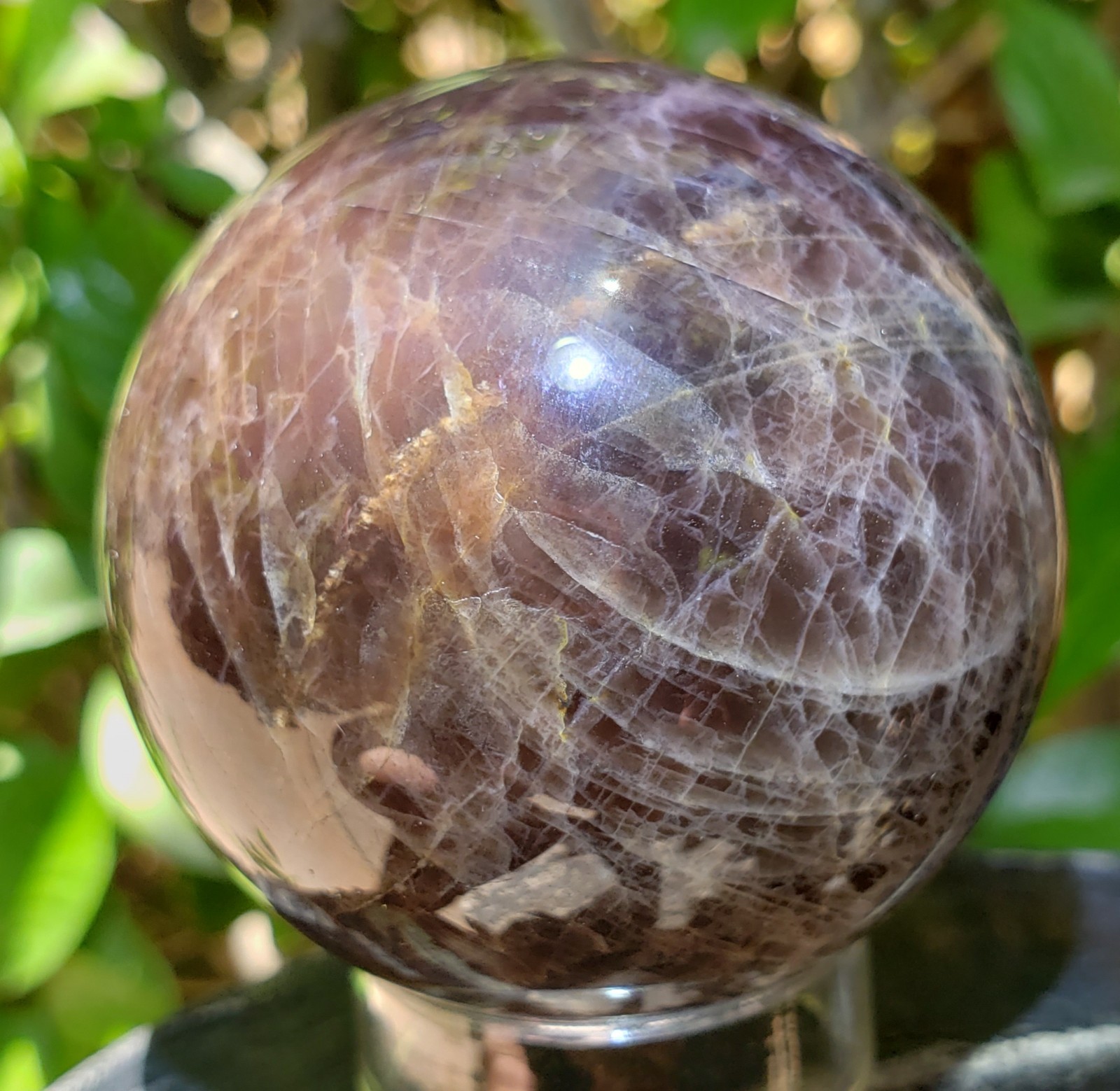 2.13″ Black Moonstone Silver Flash Crystal Sphere Orb Ball, 215g or 7.6 oz
