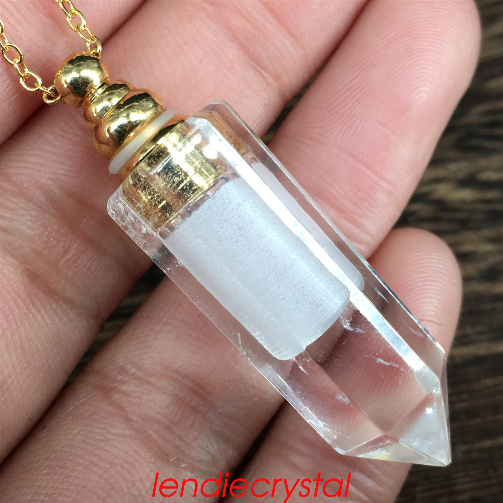1pc Natural clear quartz perfume bottles quartz crystal point pendant gem reiki