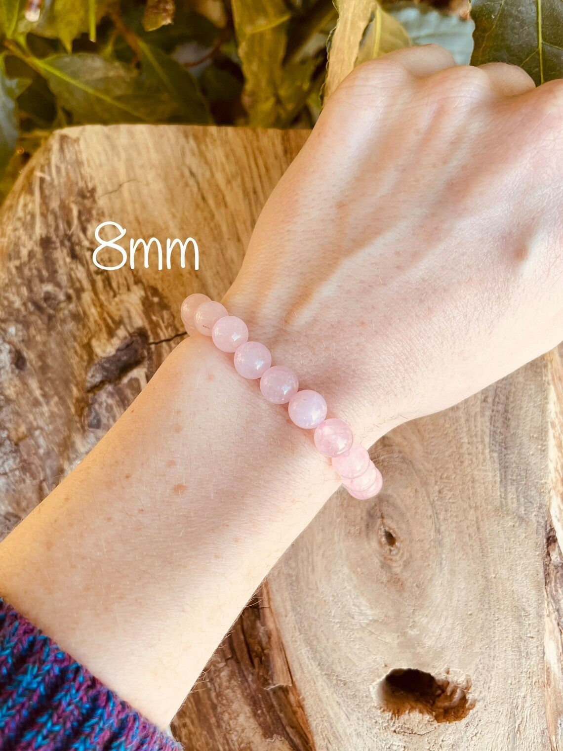 Rose Quartz 8MM Beads Bracelet For Men Women Adjustable Free Gift Zircon